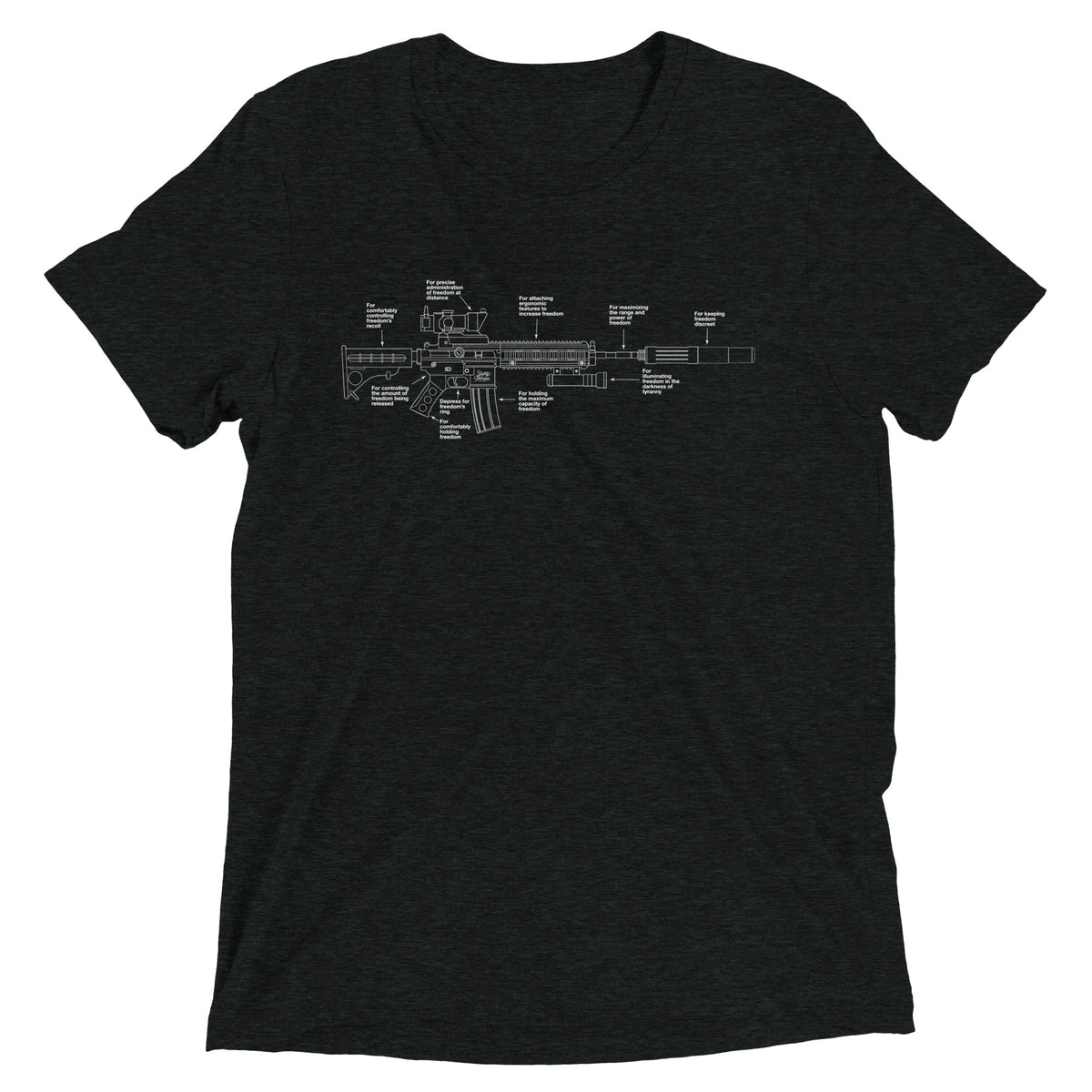 Components of Freedom Rifle Tri-Blend Shirt