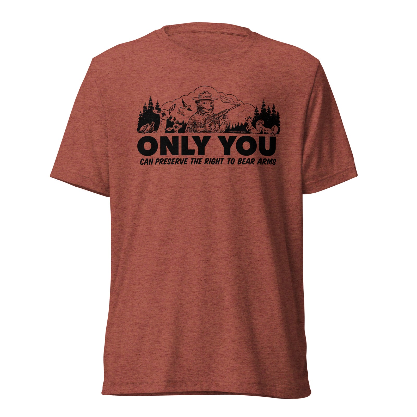 Only You Can Preserve the Right To Bear Arms Retro Smokey Tri-blend track shirt