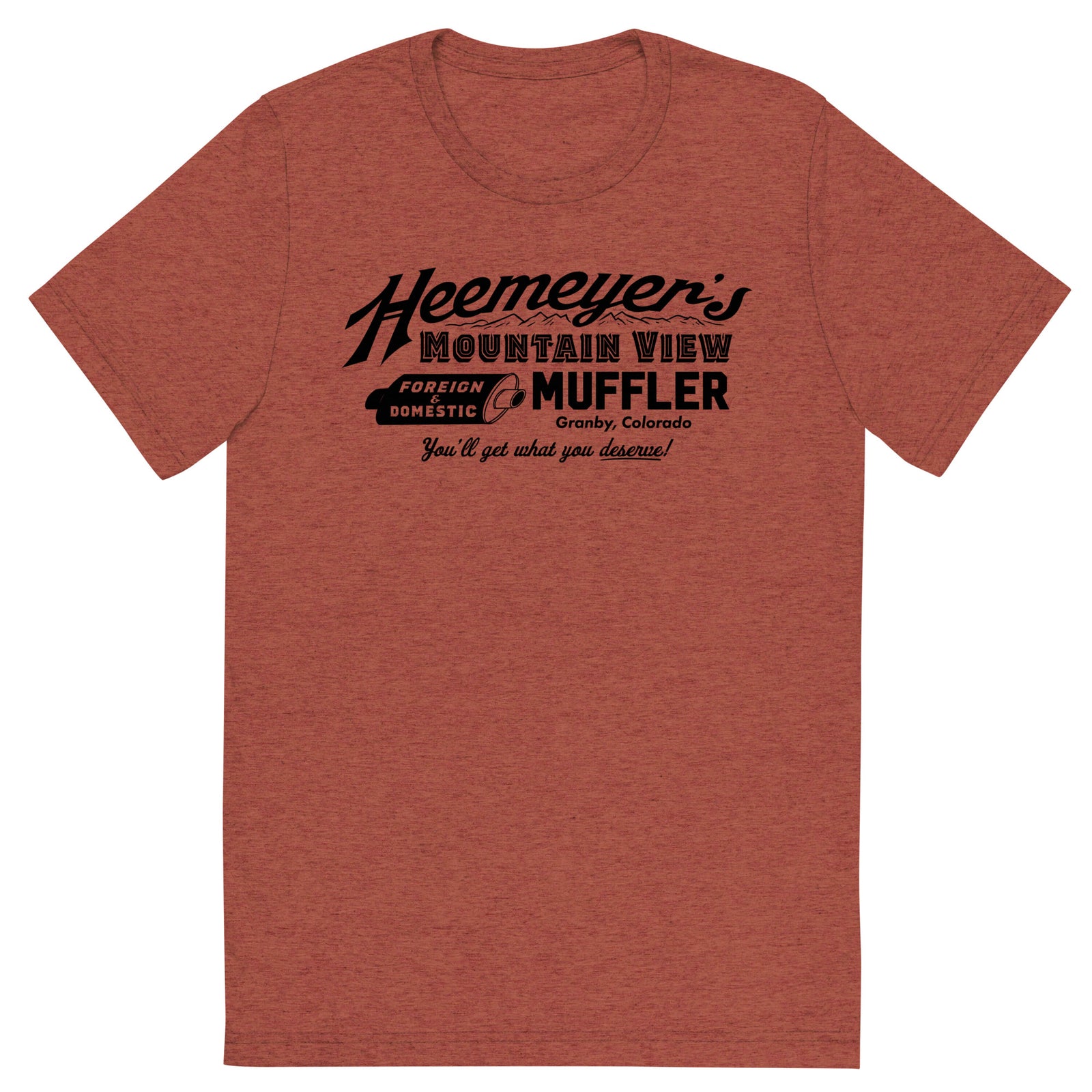 Heemeyer's Mountain View Muffler Tri-Blend T-Shirt