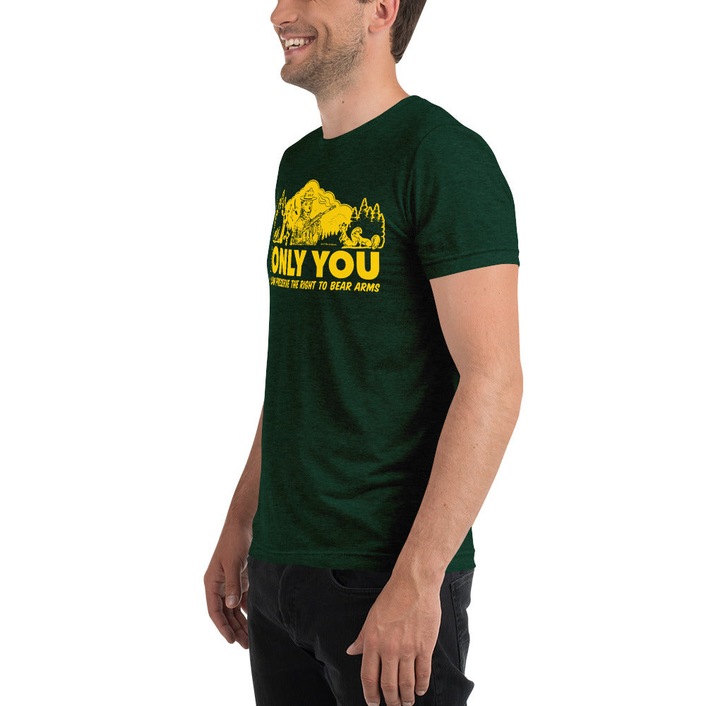 Only You Can Preserve the Right To Bear Arms Retro Smokey Tri-blend track shirt