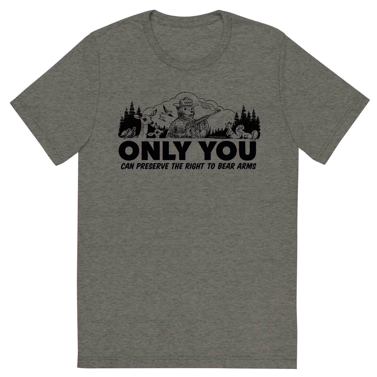 Only You Can Preserve the Right To Bear Arms Retro Smokey Tri-blend track shirt