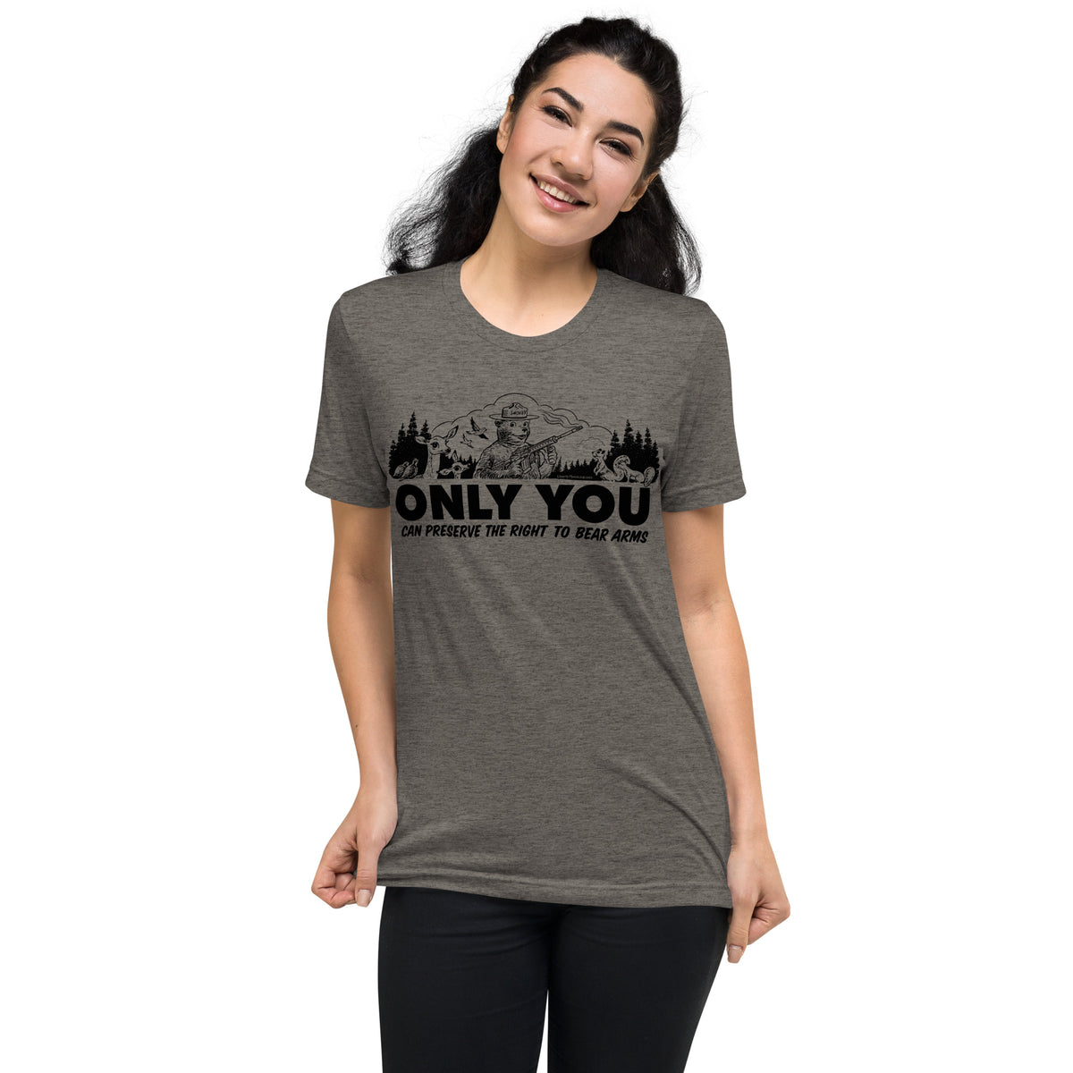 Only You Can Preserve the Right To Bear Arms Retro Smokey Tri-blend track shirt