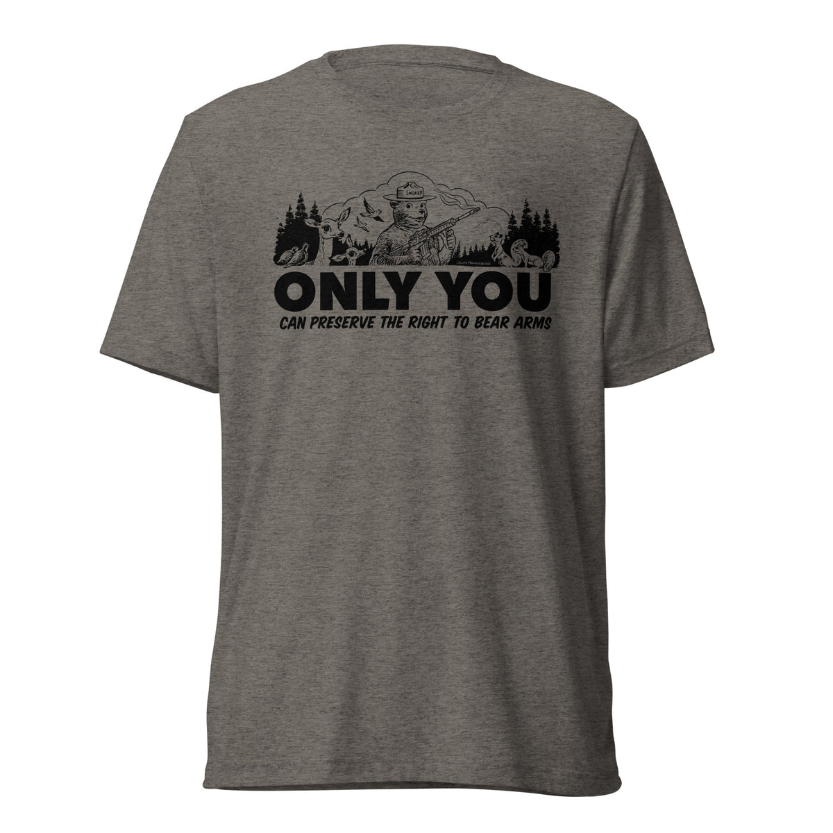 Only You Can Preserve the Right To Bear Arms Retro Smokey Tri-blend track shirt