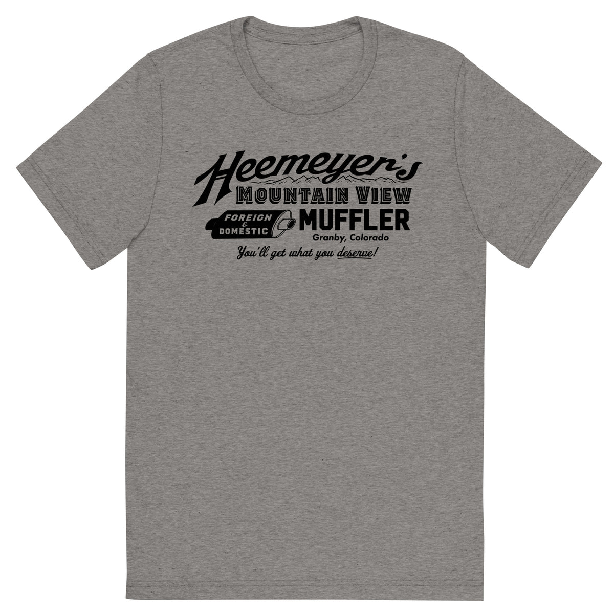 Heemeyer&#39;s Mountain View Muffler Tri-Blend T-Shirt
