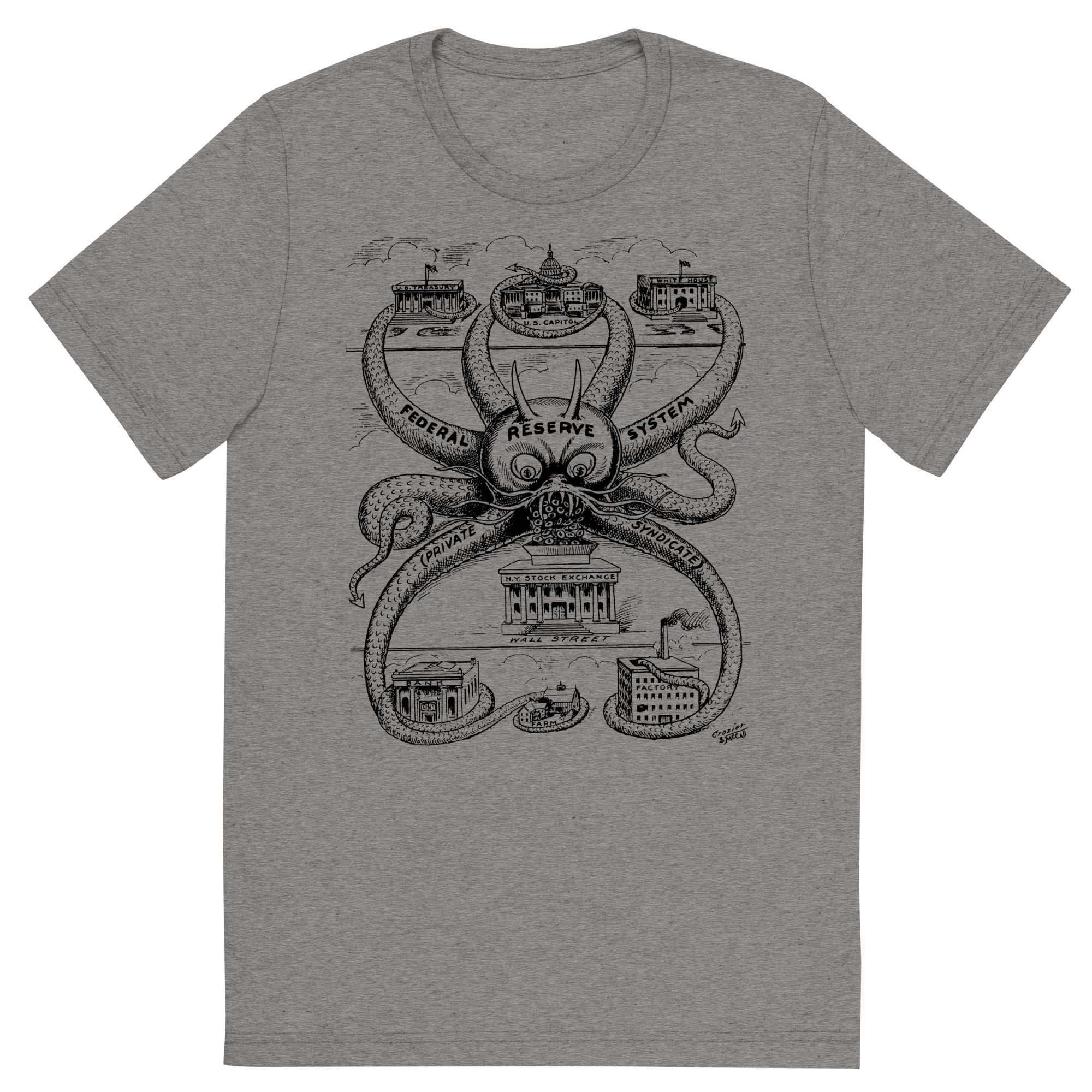 Federal Reserve Octopus Vintage Tri-Blend T-Shirt