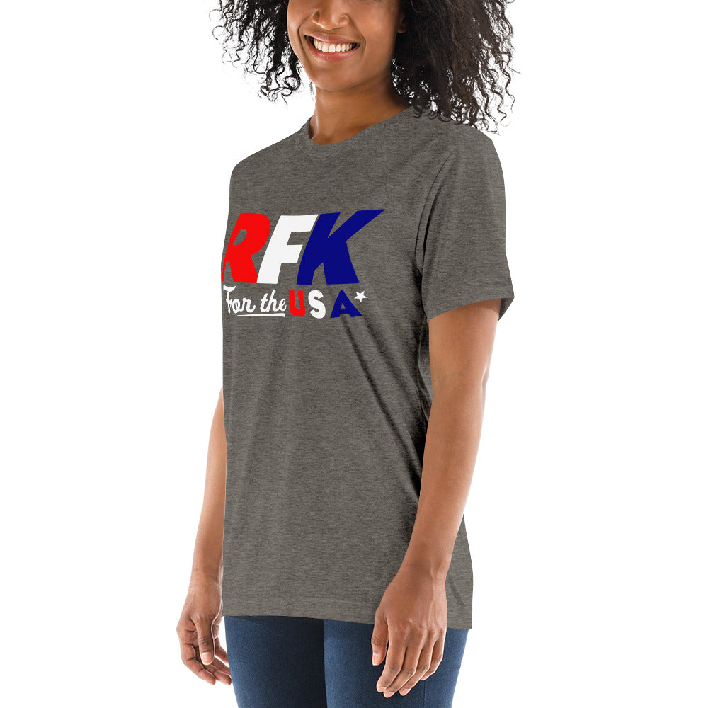 RFK for The USA Retro Campaign Tri-Blend T-Shirt Blue Triblend / S