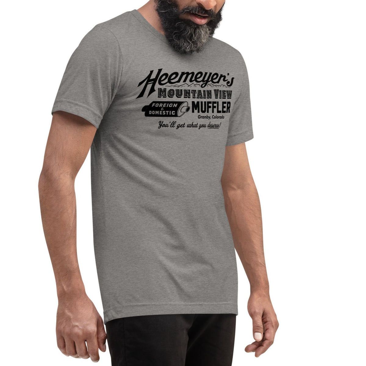 Heemeyer&#39;s Mountain View Muffler Tri-Blend T-Shirt