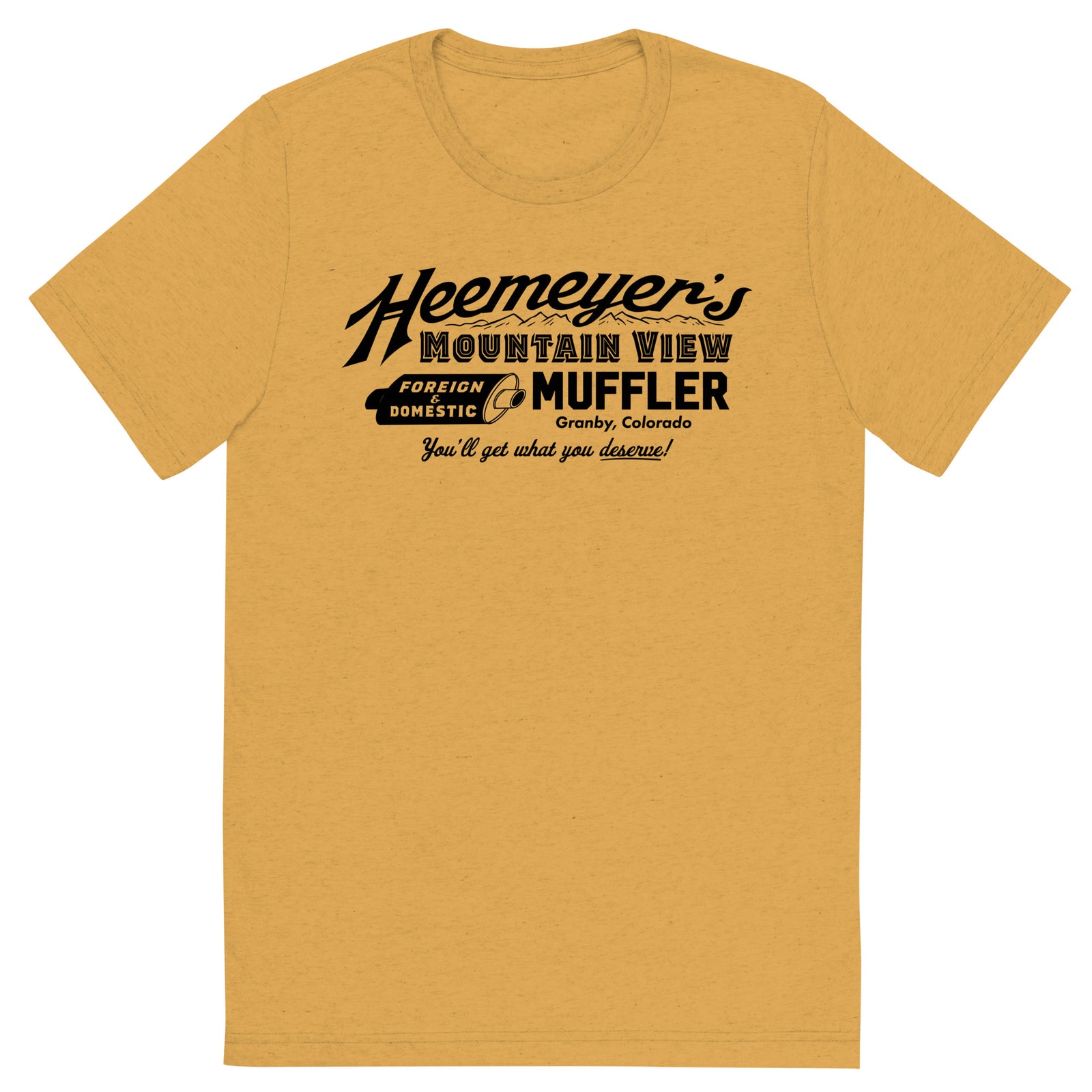 Heemeyer's Mountain View Muffler Tri-Blend T-Shirt