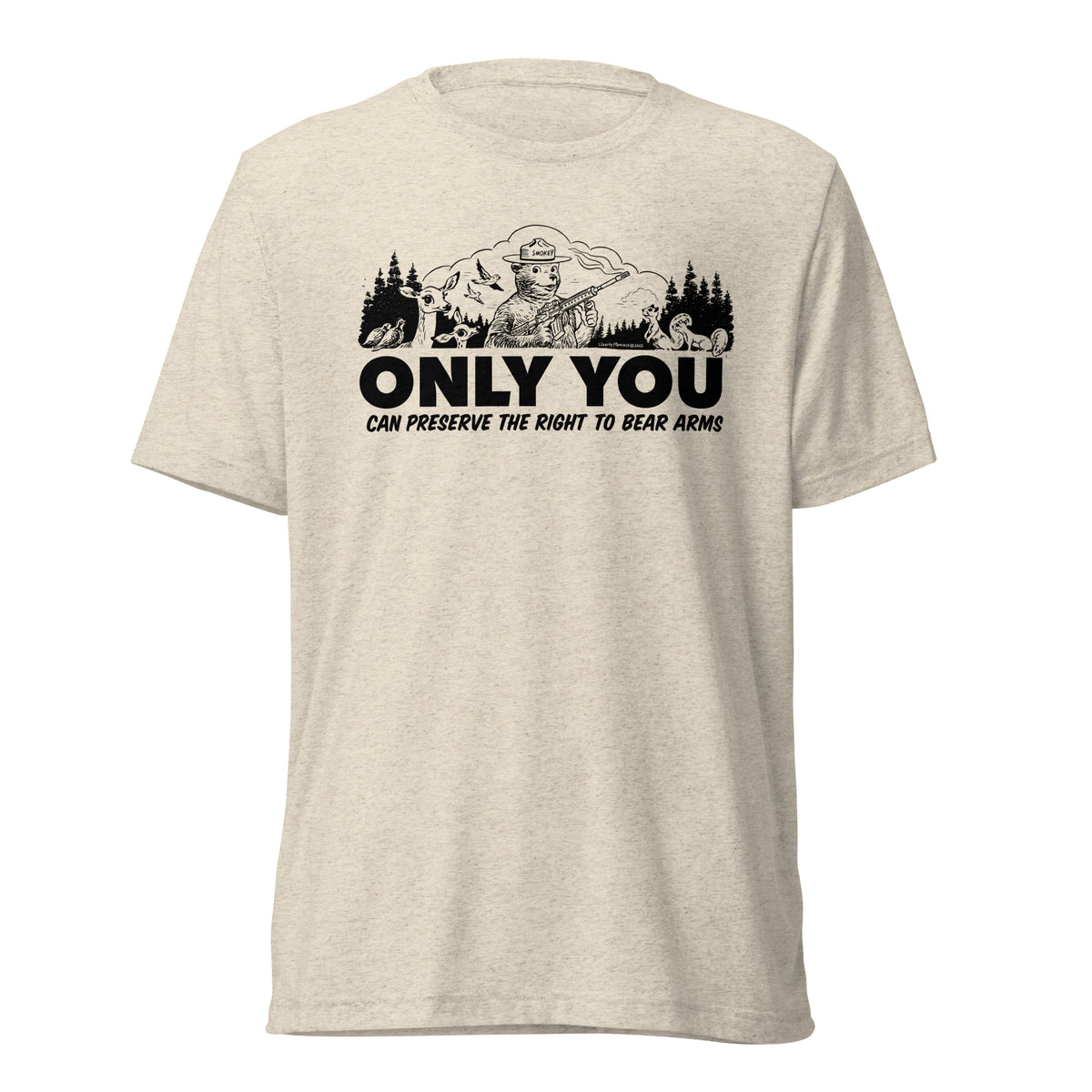 Only You Can Preserve the Right To Bear Arms Retro Smokey Tri-blend track shirt