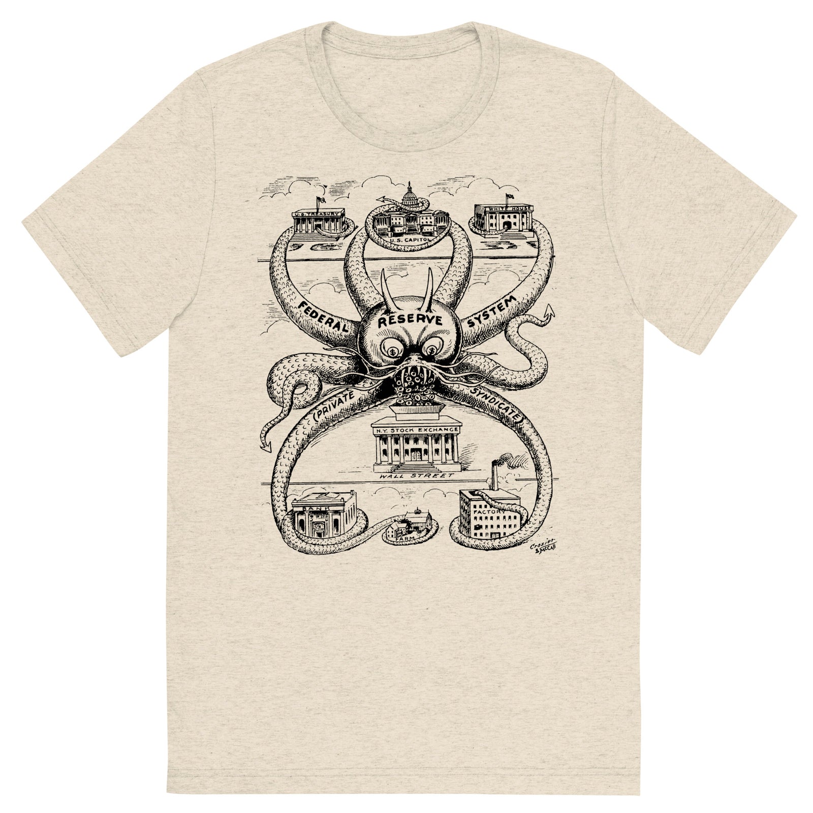 Federal Reserve Octopus Vintage Tri-Blend T-Shirt