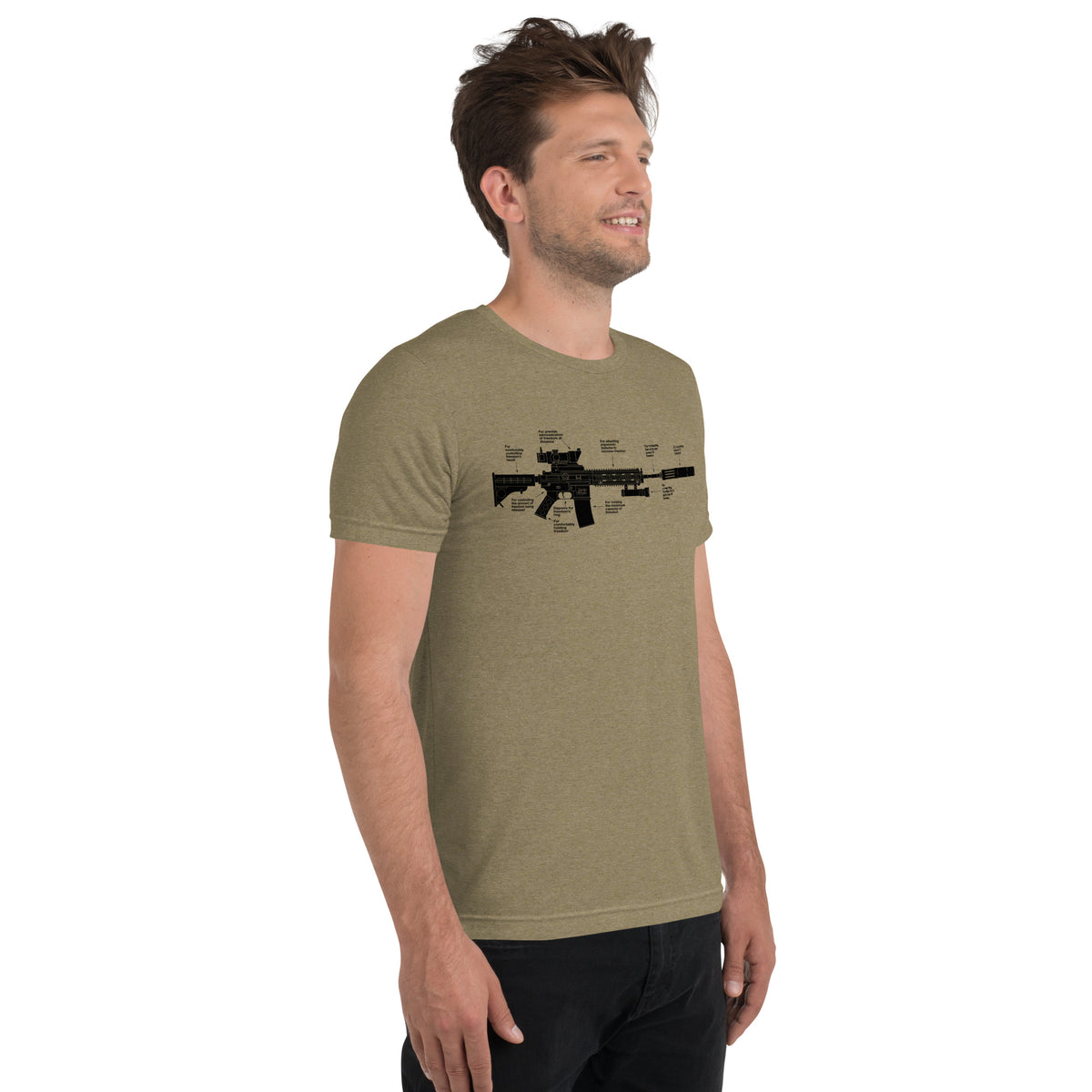 Components of Freedom Rifle Tri-Blend Shirt