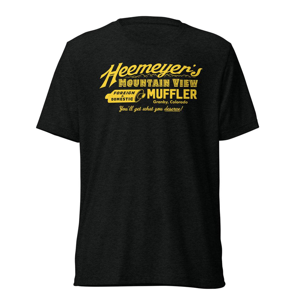 Heemeyer&#39;s Mountain View Muffler Tri-Blend T-Shirt
