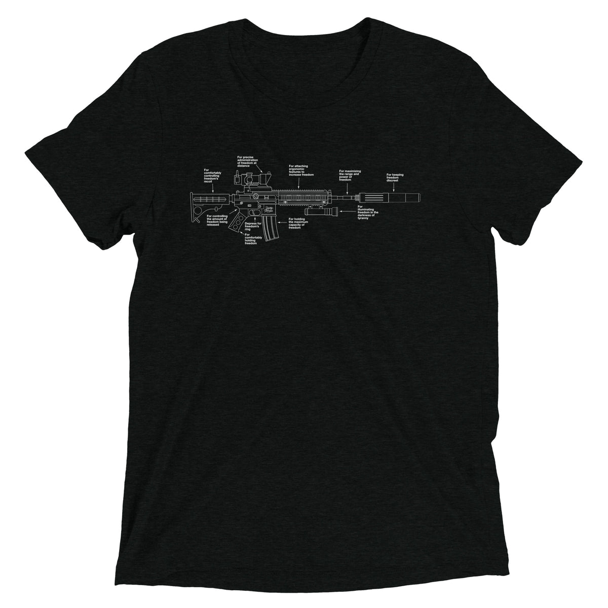 Components of Freedom Rifle Tri-Blend Shirt