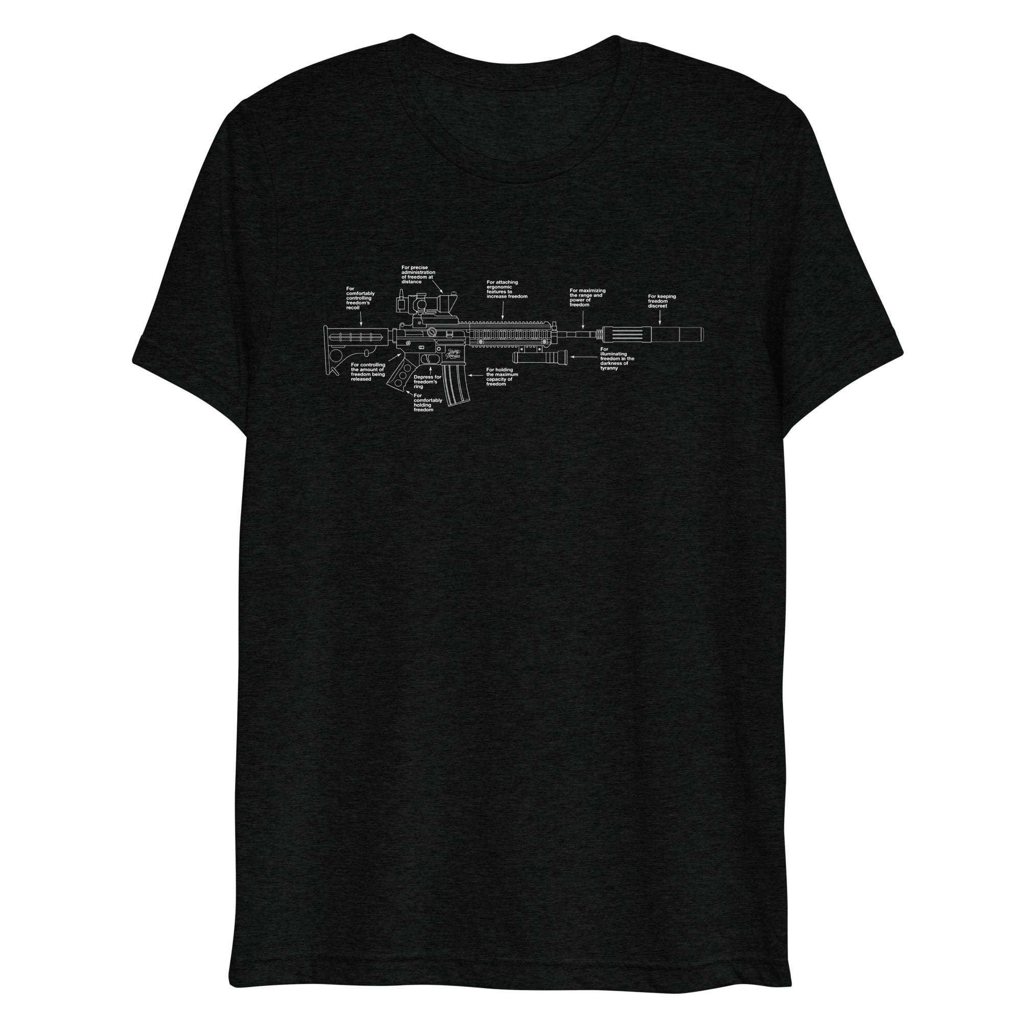 Components of Freedom Rifle Tri-Blend Shirt