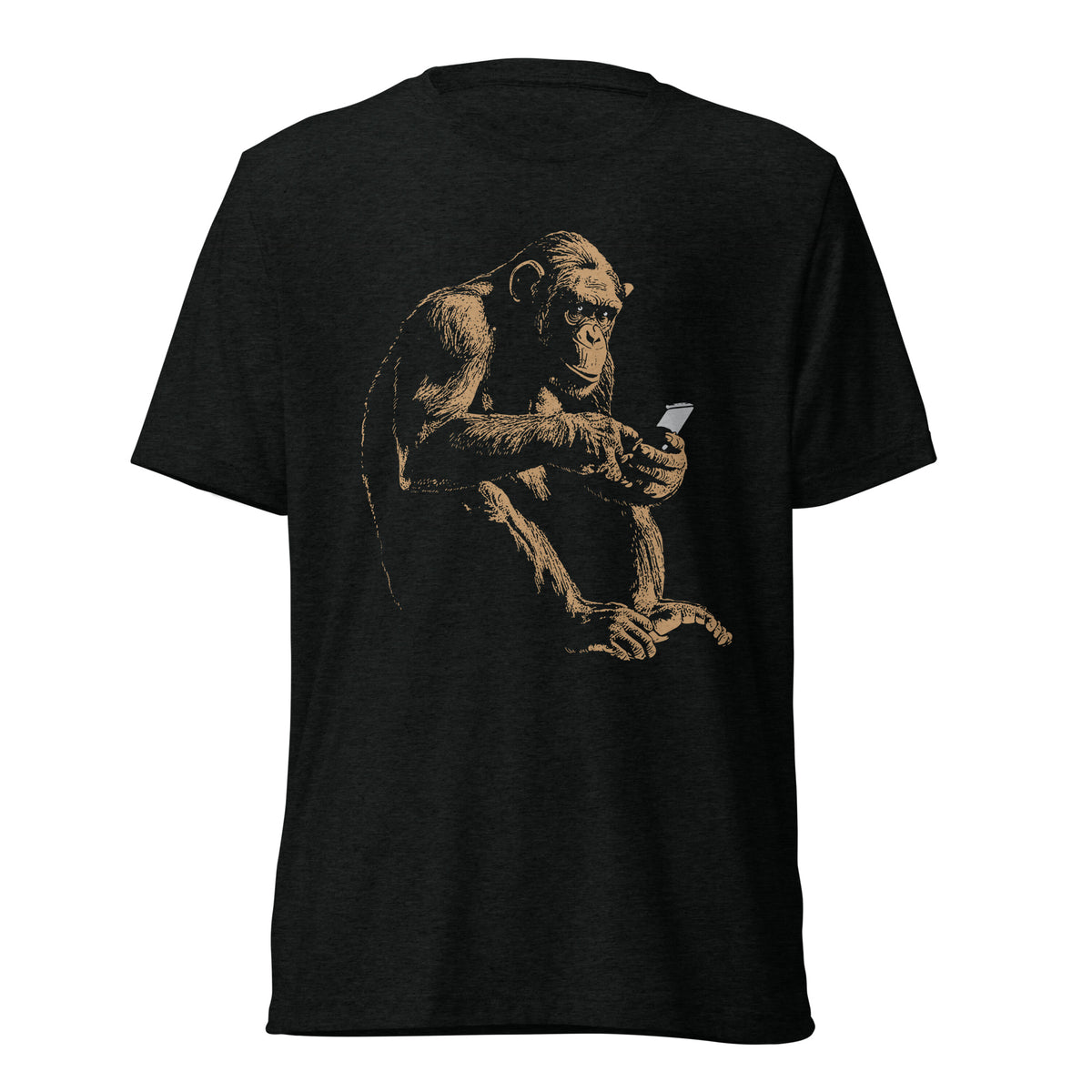 Chimpanzee on a Smartphone Tri-blend Track Shirt