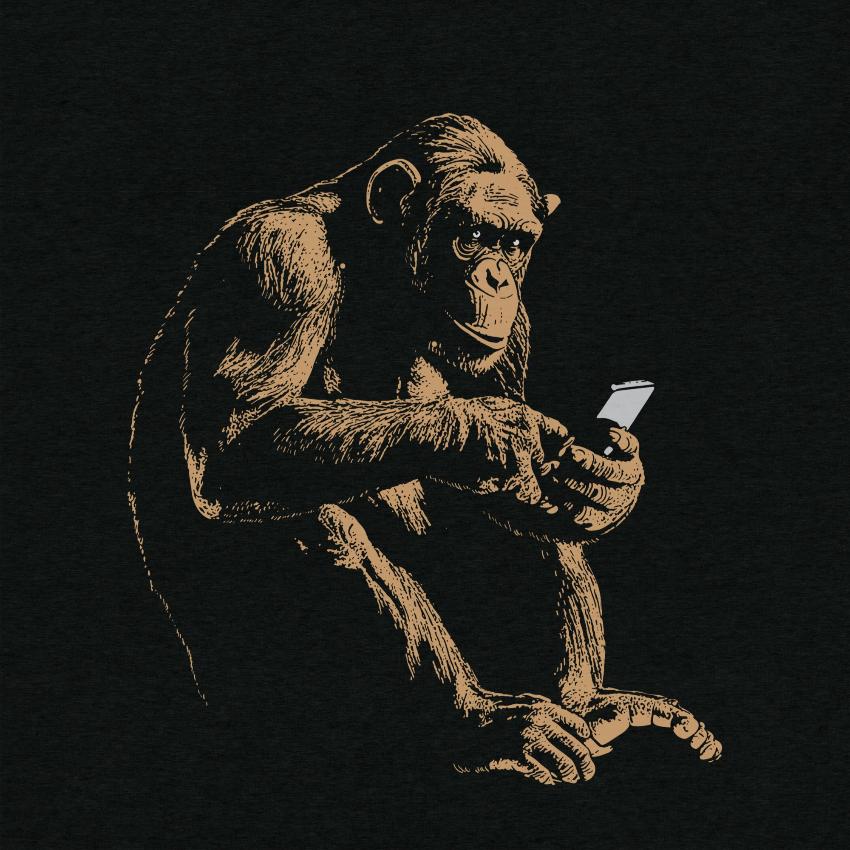 Chimpanzee on a Smartphone Tri-blend Track Shirt