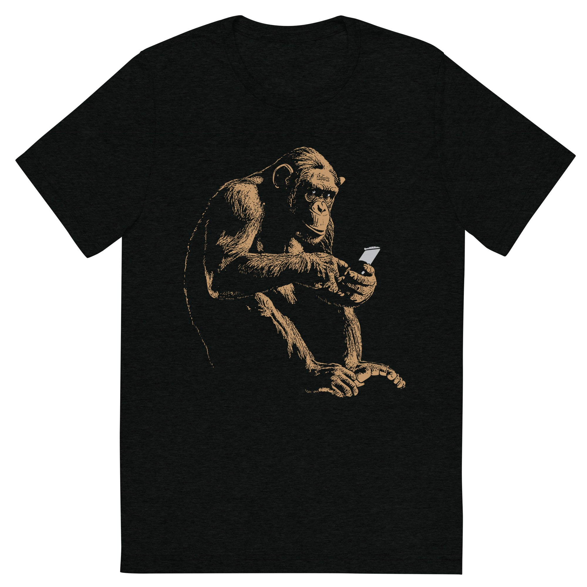 Chimpanzee on a Smartphone Tri-blend Track Shirt