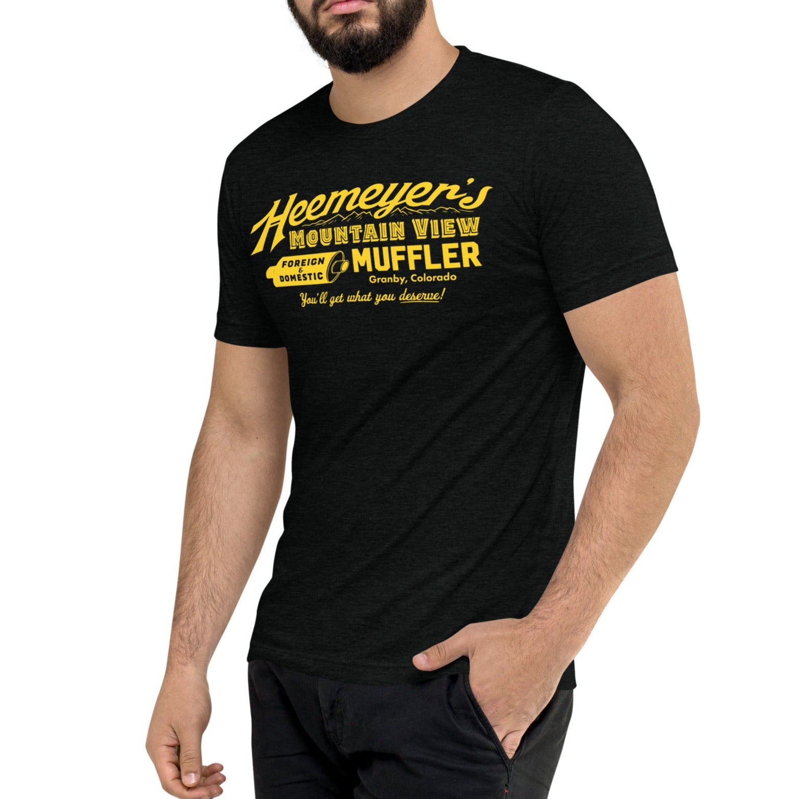 Heemeyer's Mountain View Muffler Tri-Blend T-Shirt