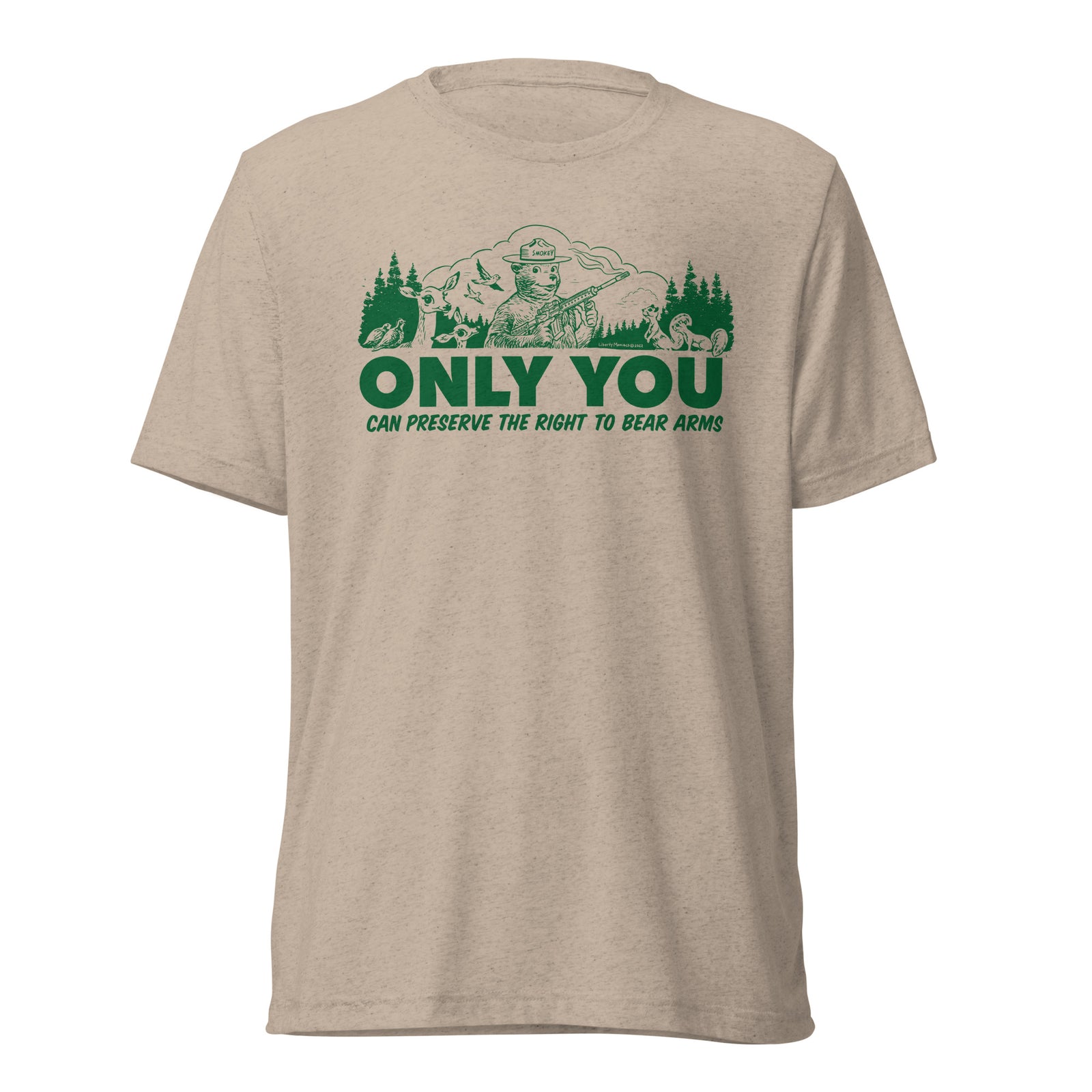 Only You Can Preserve the Right To Bear Arms Retro Smokey Tri-blend track shirt