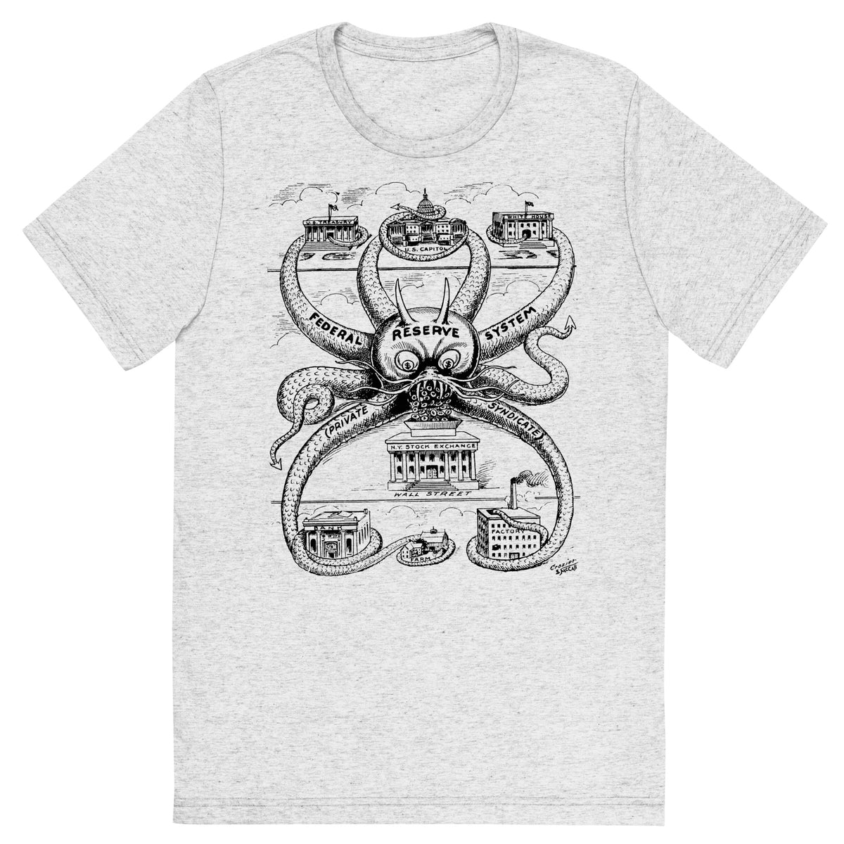 Federal Reserve Octopus Vintage Tri-Blend T-Shirt