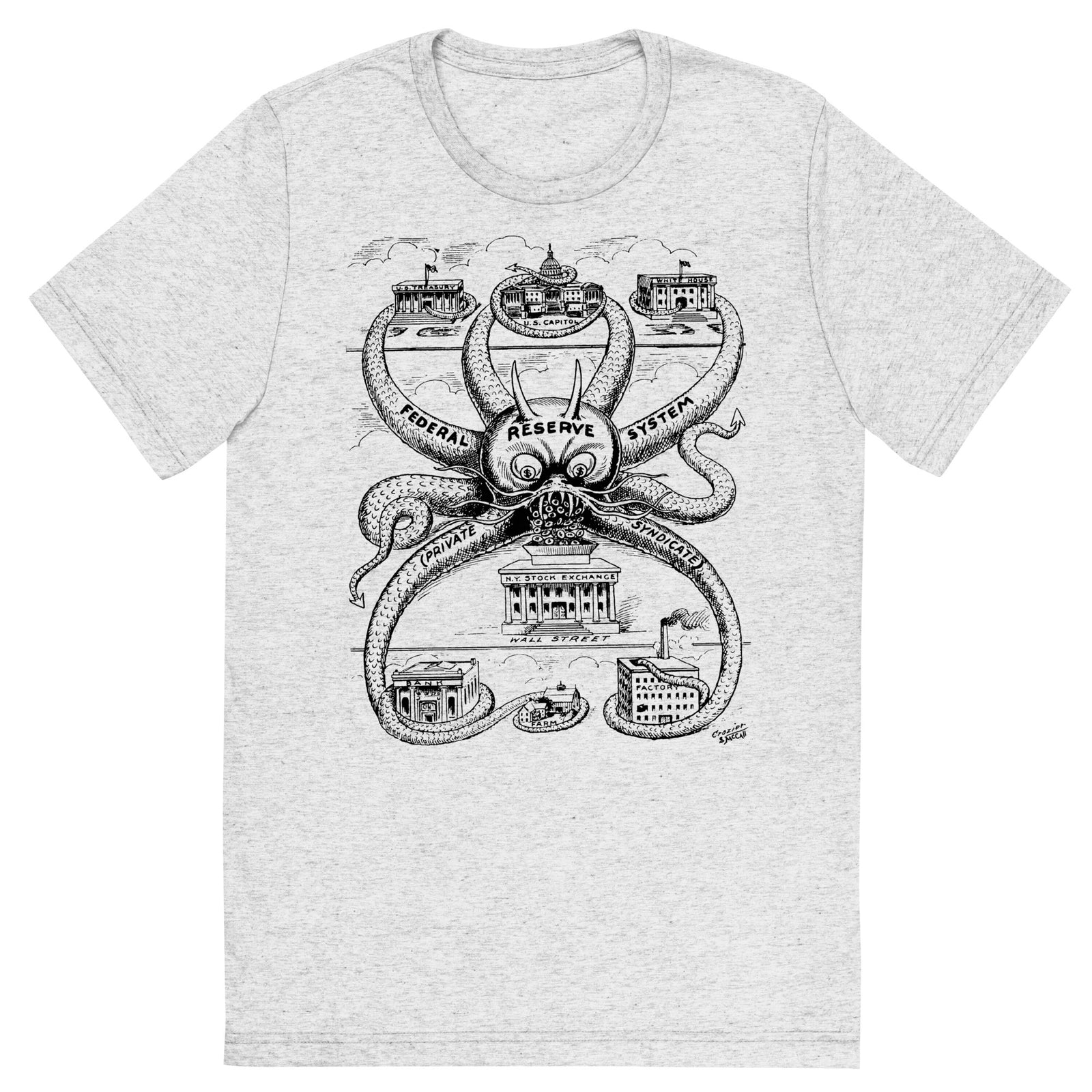 Federal Reserve Octopus Vintage Tri-Blend T-Shirt
