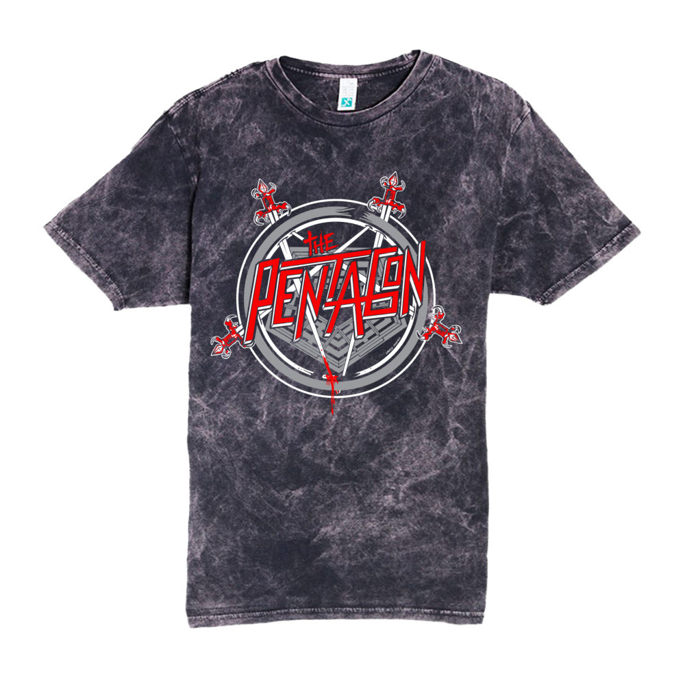 The Pentagon Vintage Concert Tee in Cloud Black mineral wash, front view