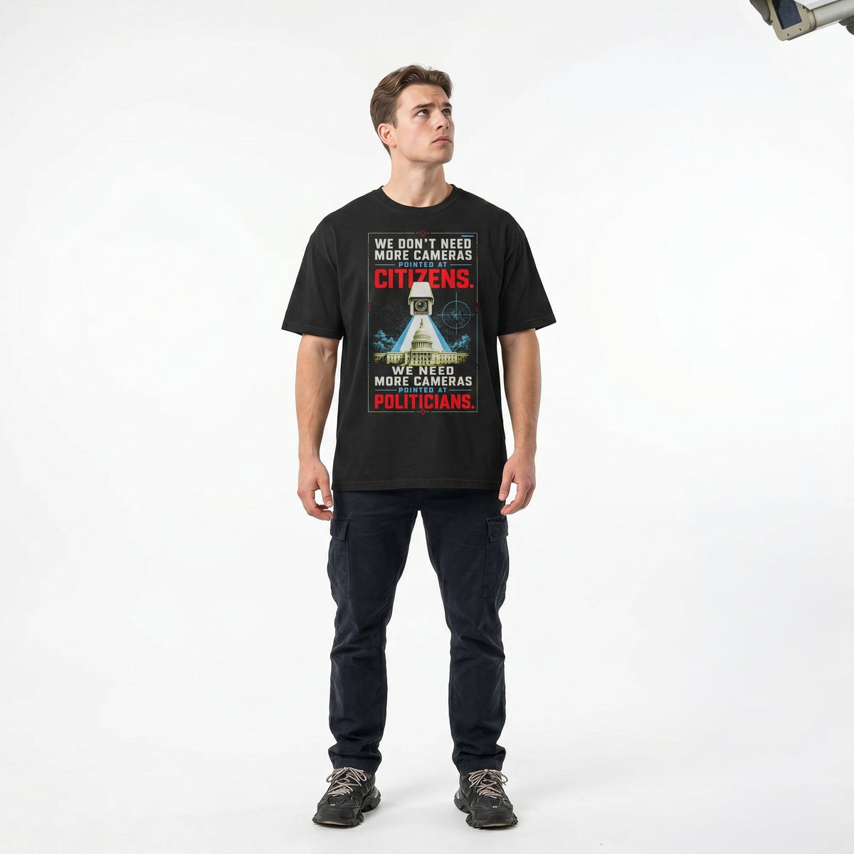 Cameras Pointed at Politicians Heavyweight Graphic Tee