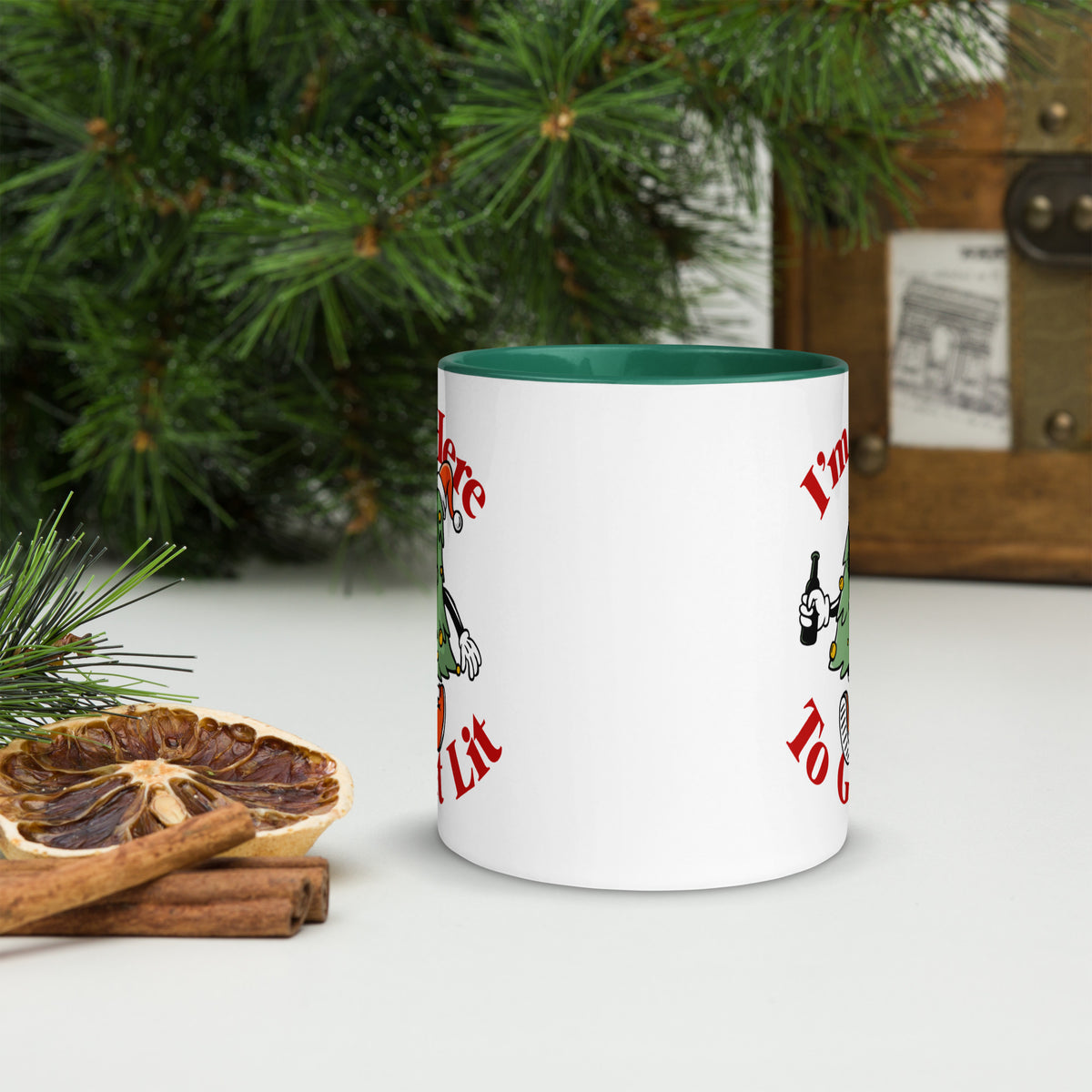 I&#39;m Here to Get Lit Christmas Tree Character Mug