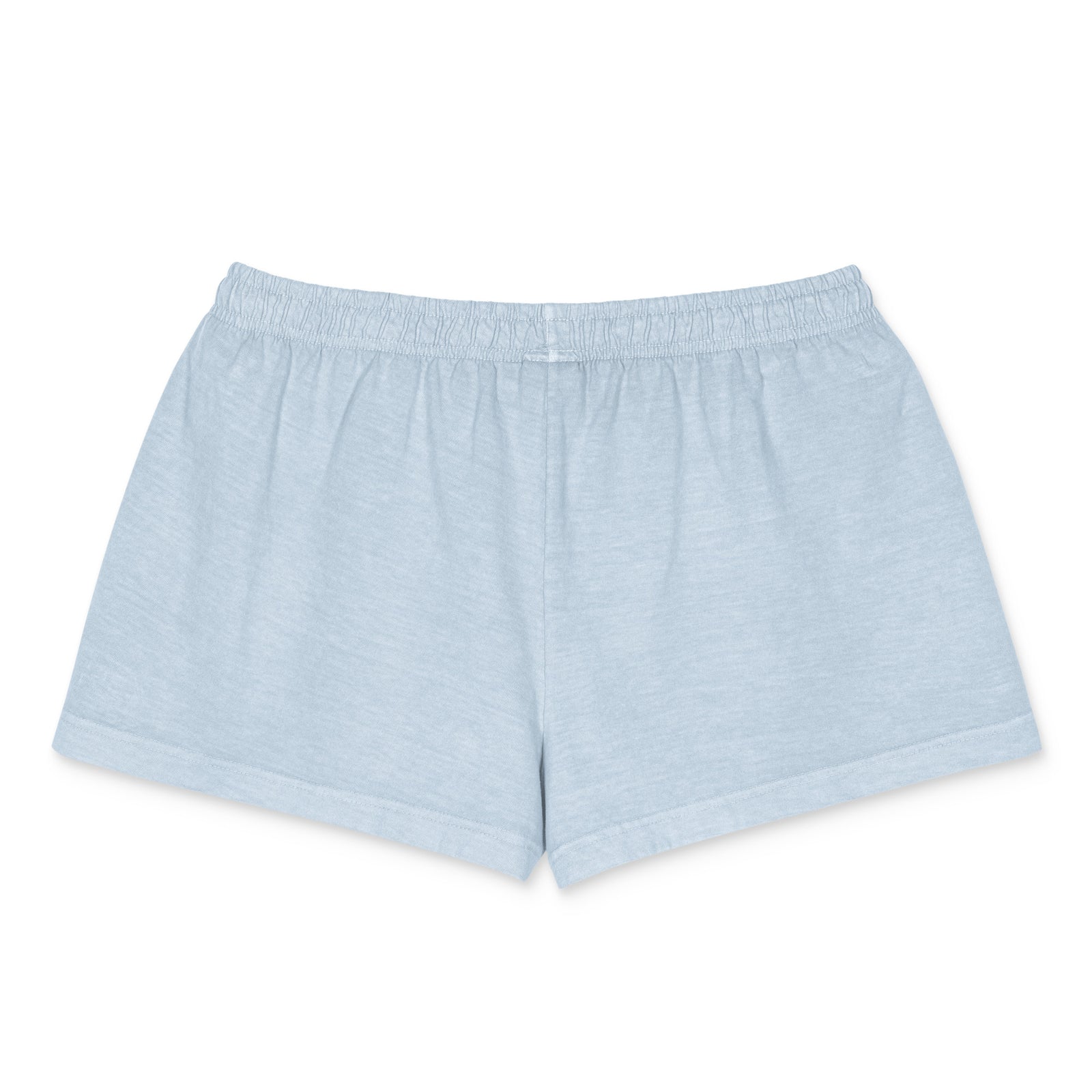 Light blue heathered lounge shorts with an elastic waistband, shown flat against a white background.