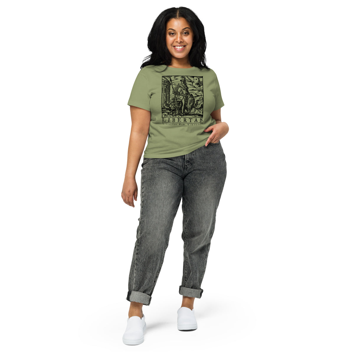 Libertas Freedom Through Virtue Women’s High-Waisted T-shirt