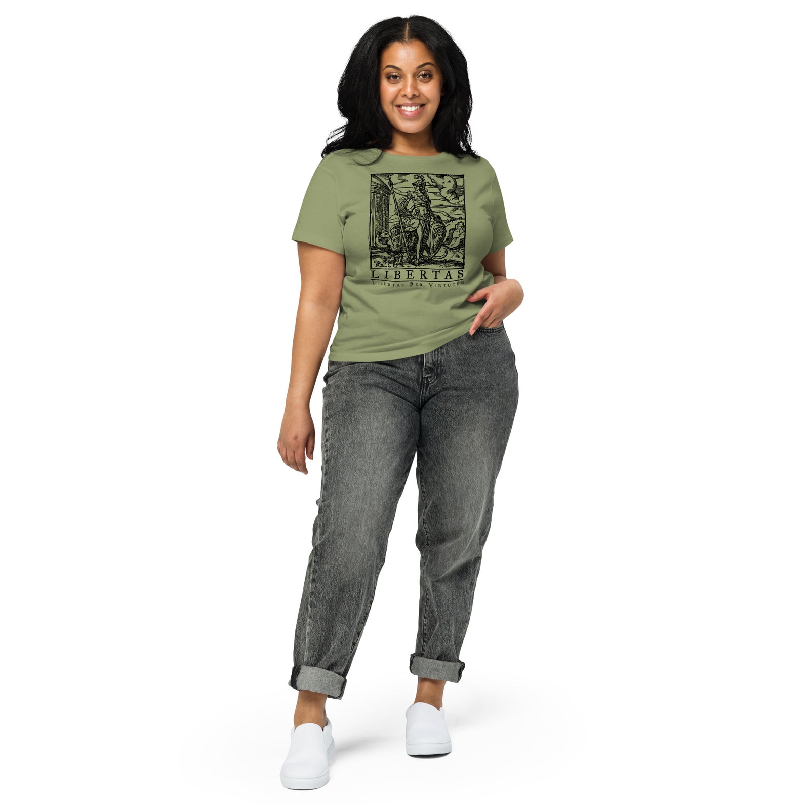 Libertas Freedom Through Virtue Women’s High-Waisted T-shirt