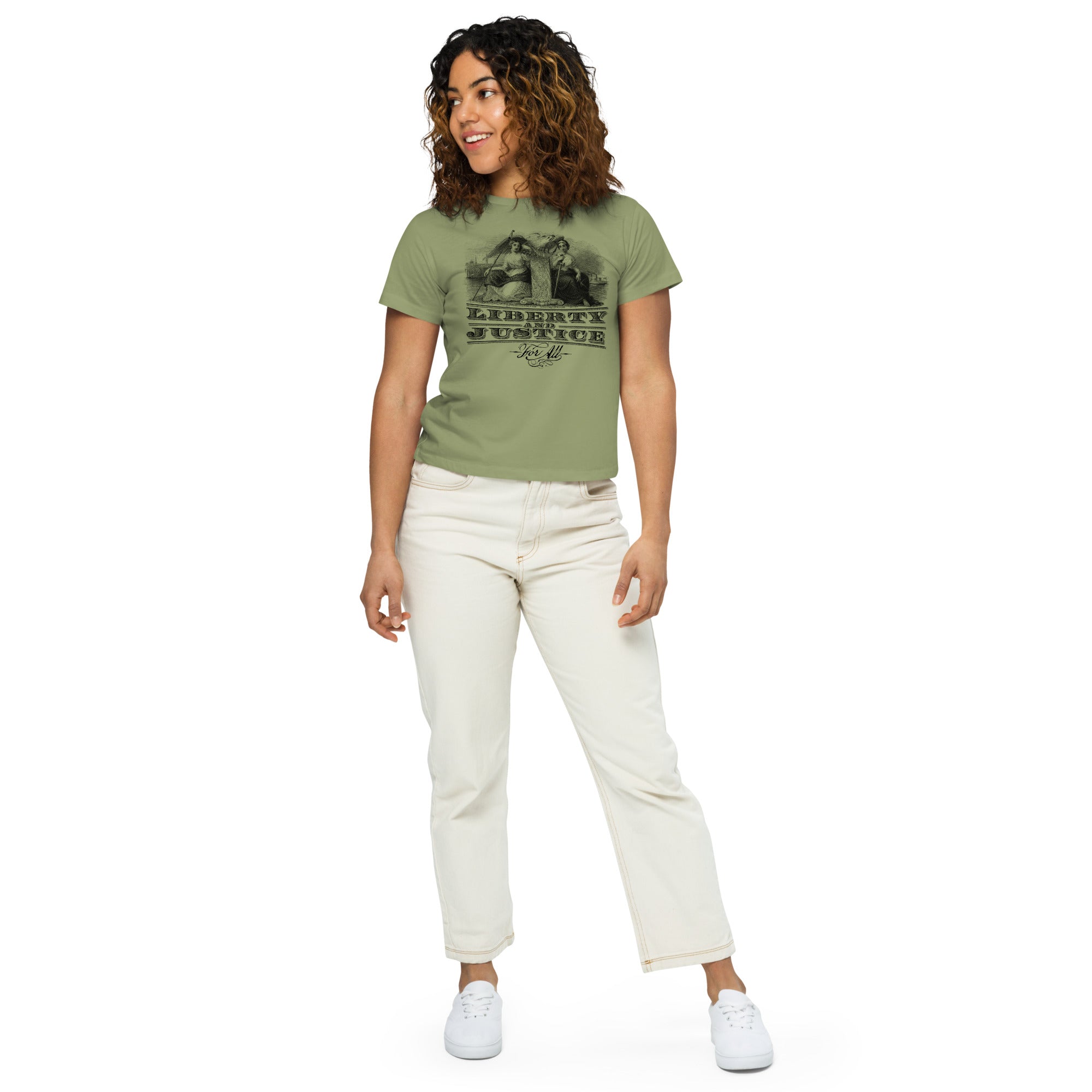 Liberty and Justice Women’s high-waisted t-shirt