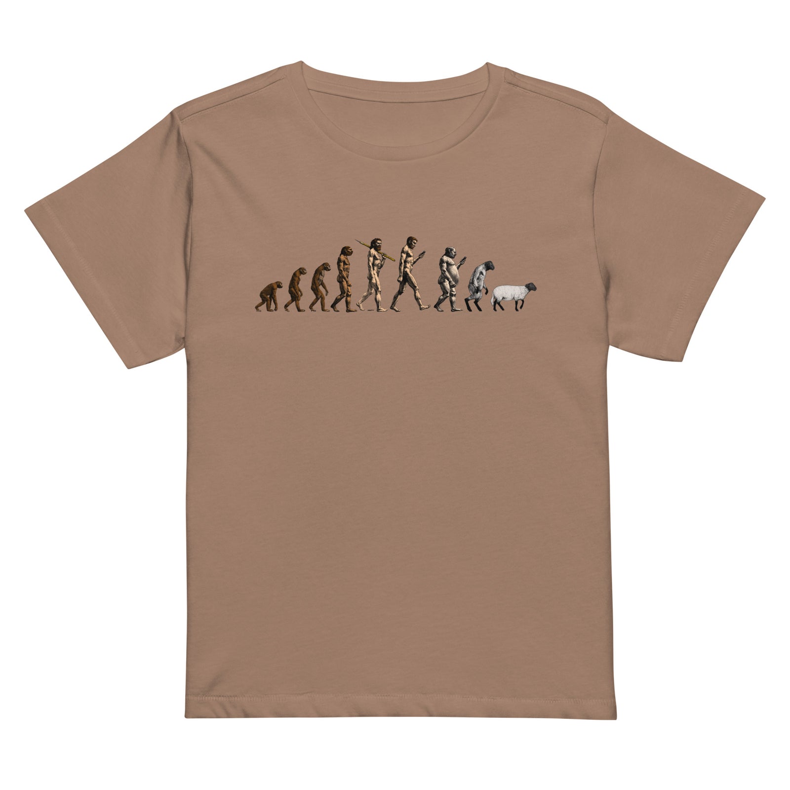 March of Devolution Sheeple Women’s high-waisted t-shirt