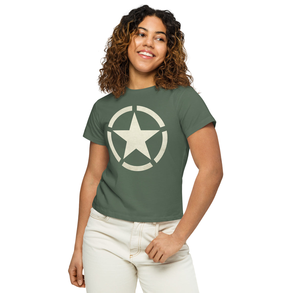 WW2 Circled Star Women’s High-waisted T-Shirt
