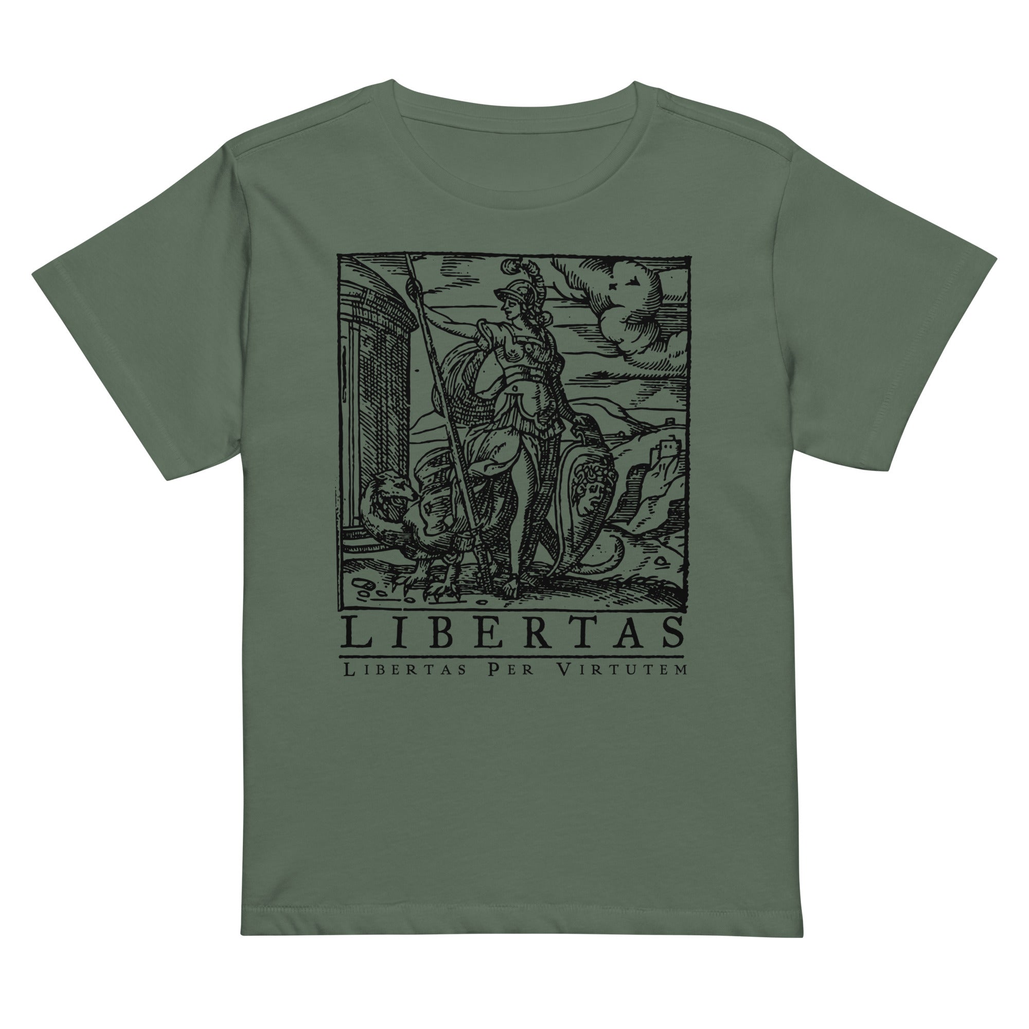 Libertas Freedom Through Virtue Women’s High-Waisted T-shirt