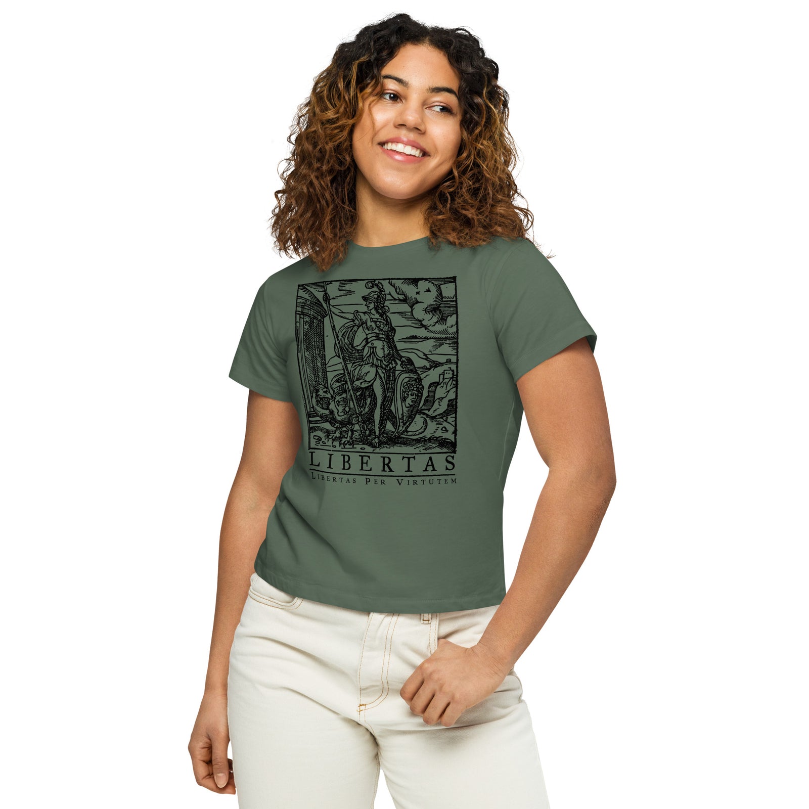 Libertas Freedom Through Virtue Women’s High-Waisted T-shirt