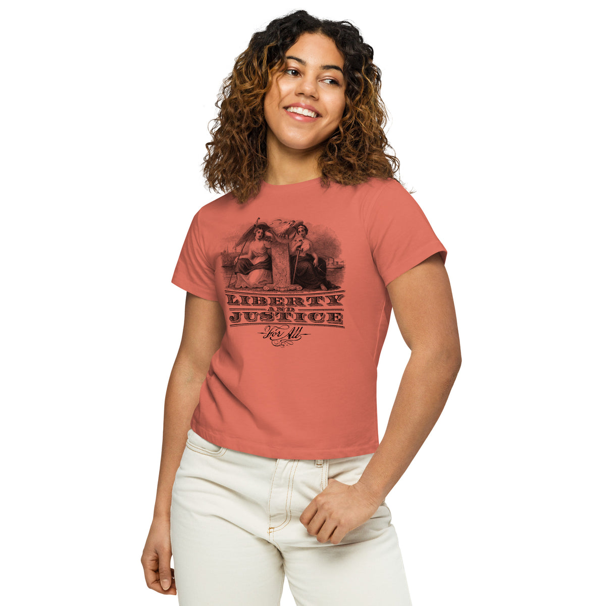 Liberty and Justice Women’s high-waisted t-shirt