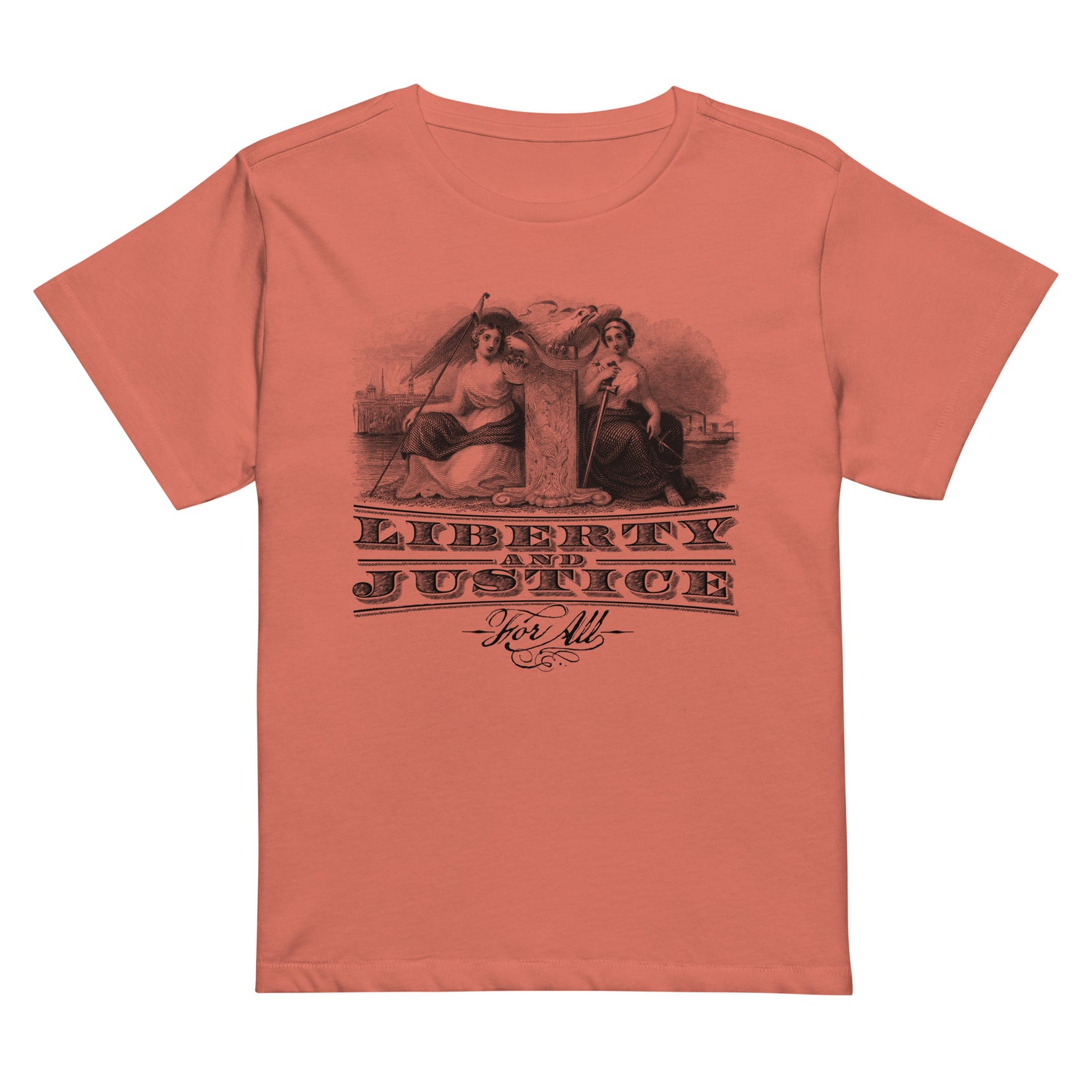 Liberty and Justice Women’s high-waisted t-shirt