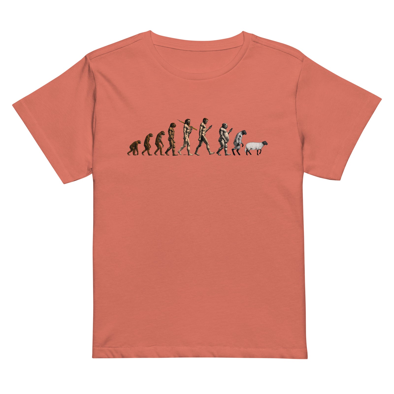 March of Devolution Sheeple Women’s high-waisted t-shirt