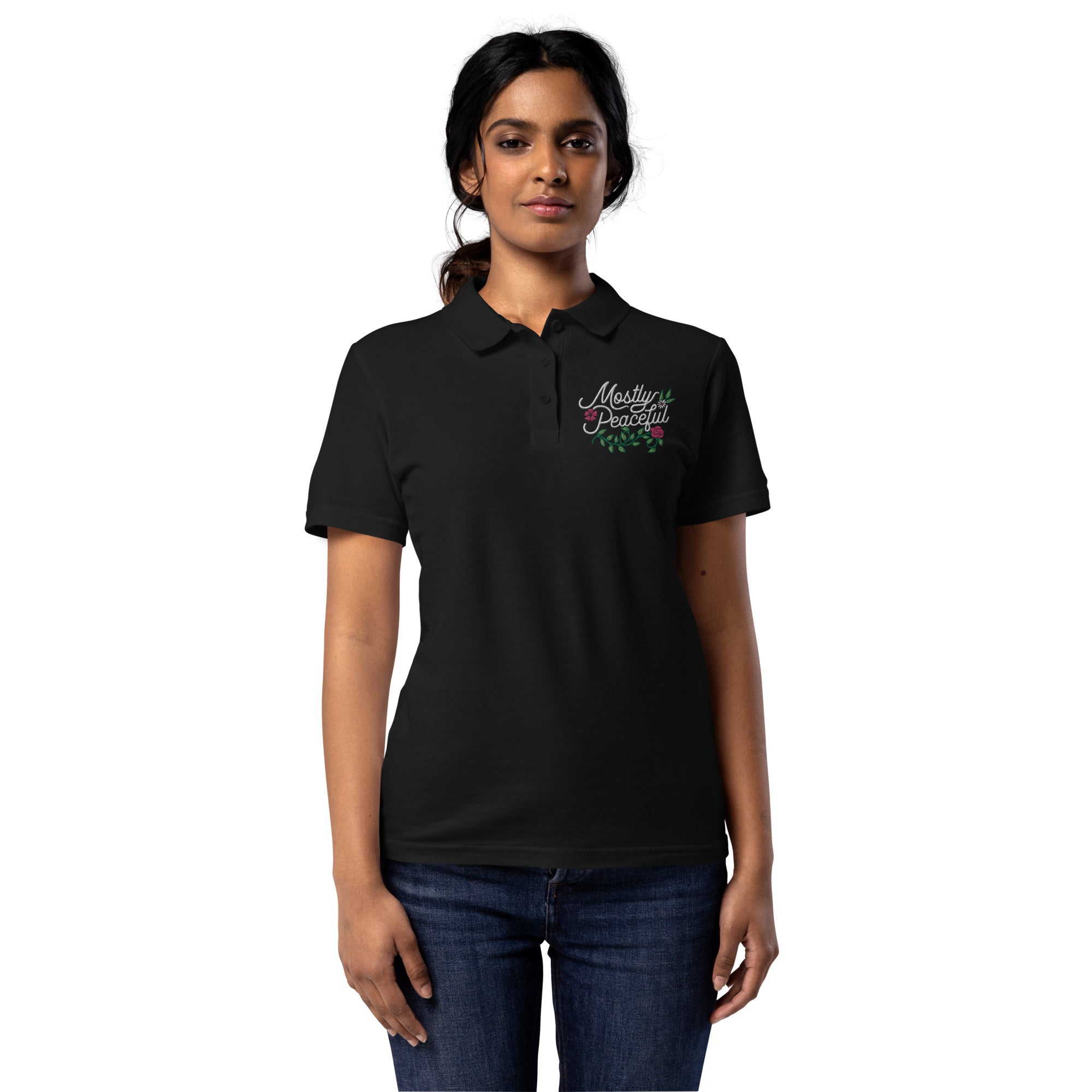 Mostly Peaceful Women’s Pique Polo Shirt