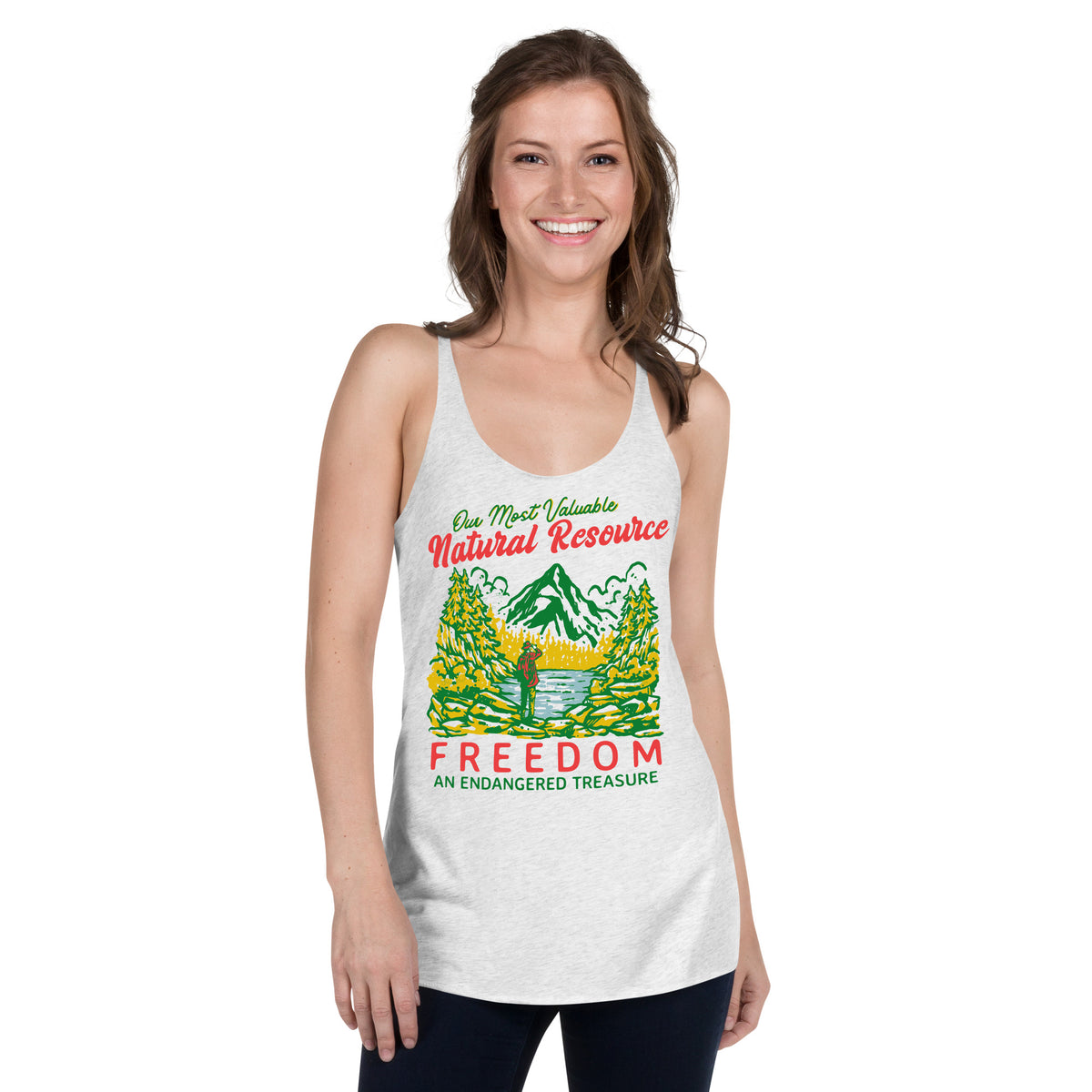 Our Most Valuable Natural Resource Freedom Women&#39;s Racerback Tank