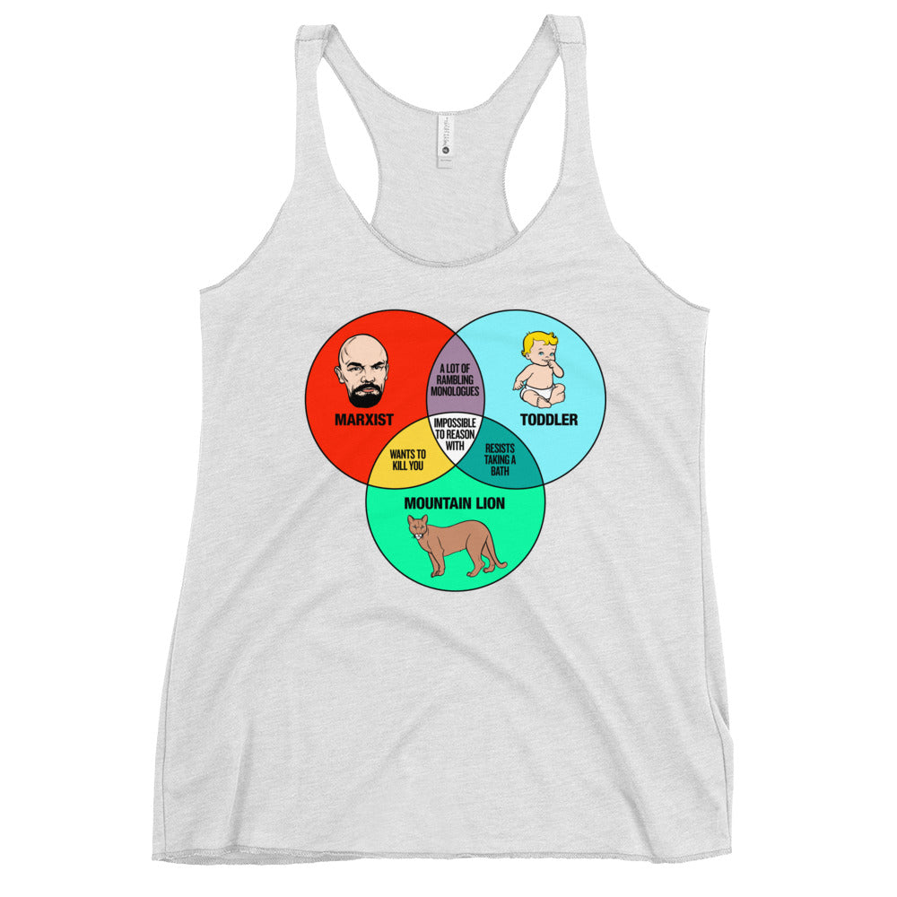 Marxist Toddler and Mountain Lion Venn Diagram Women&#39;s Racerback Tank