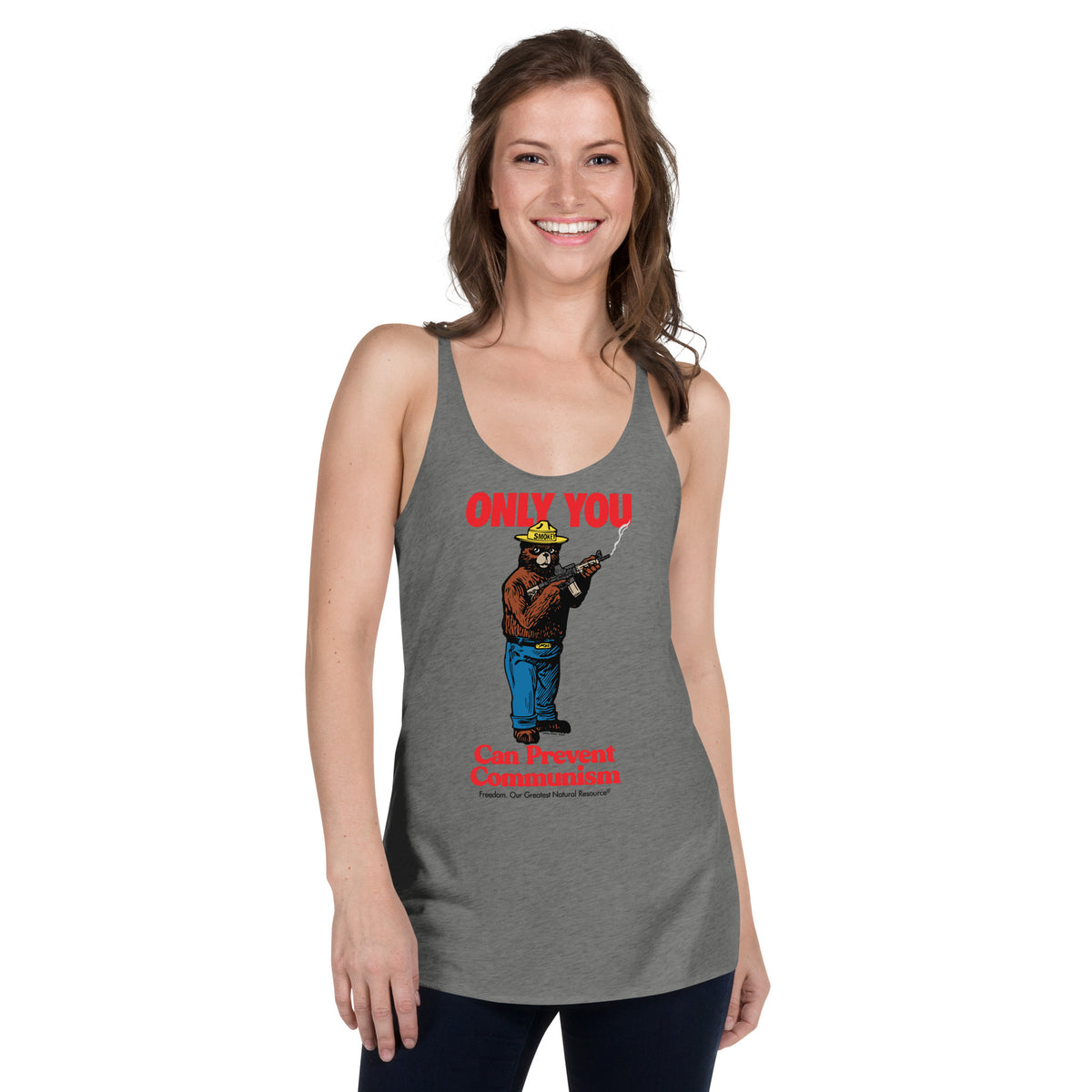 Smokey the Bear Only You Can Prevent Communism Women&#39;s Racerback Tank