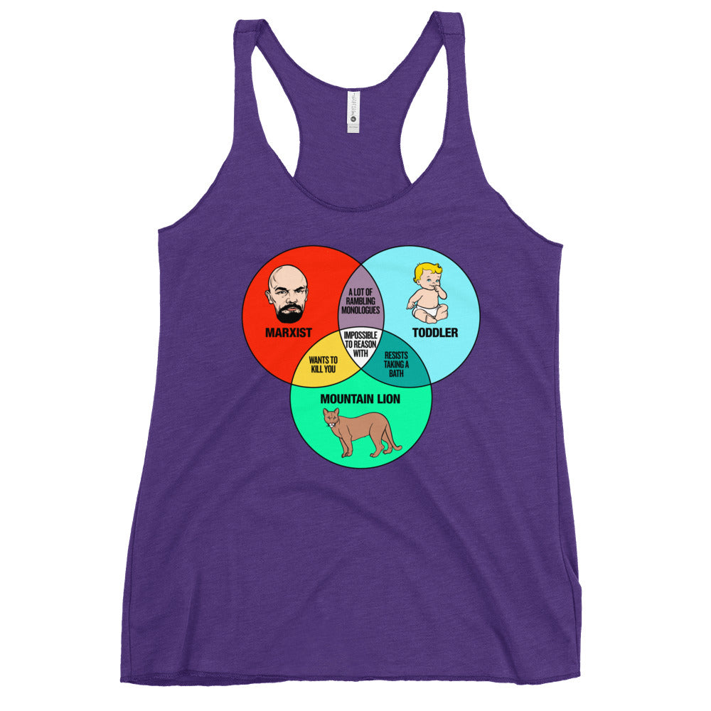 Marxist Toddler and Mountain Lion Venn Diagram Women&#39;s Racerback Tank