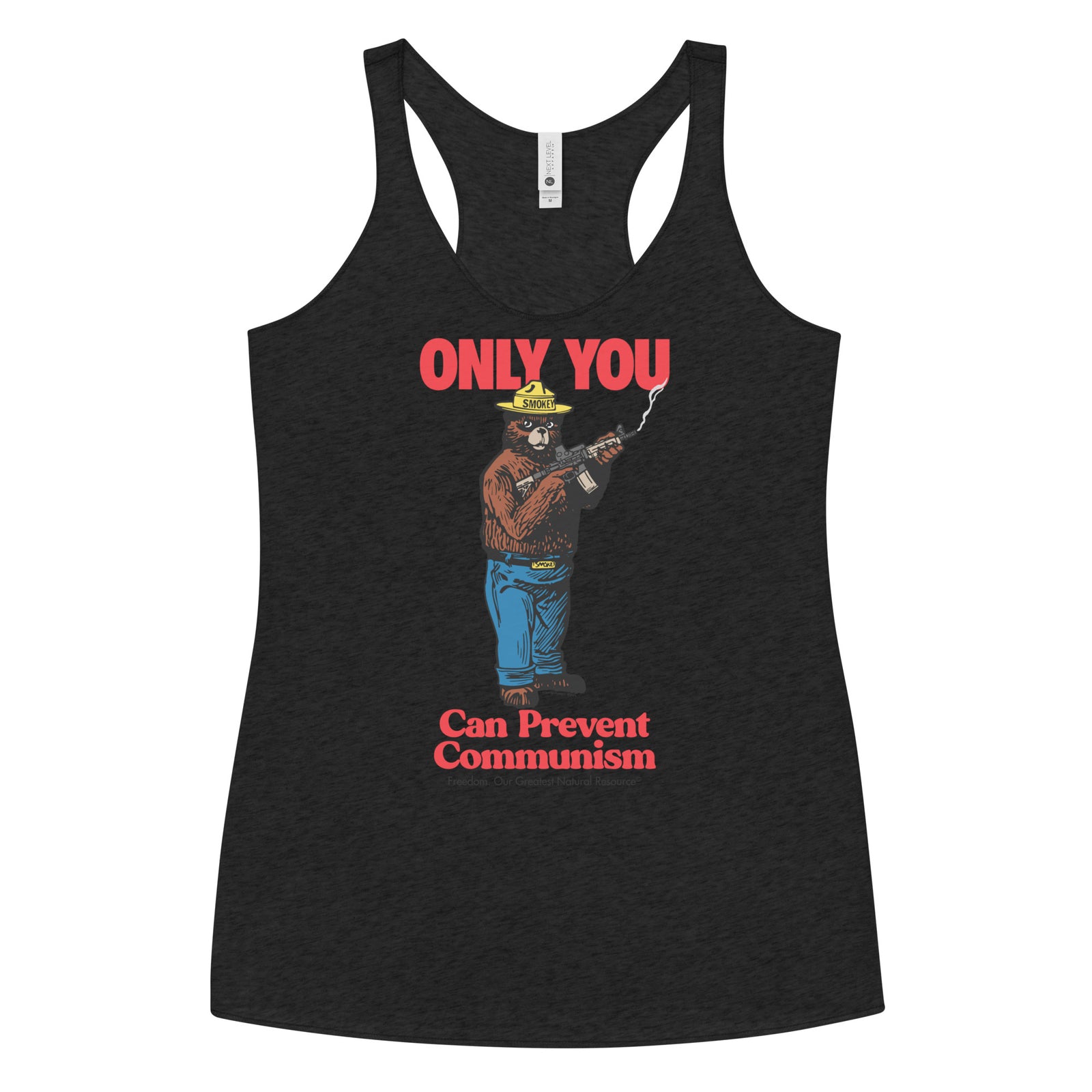 Smokey the Bear Only You Can Prevent Communism Women's Racerback Tank