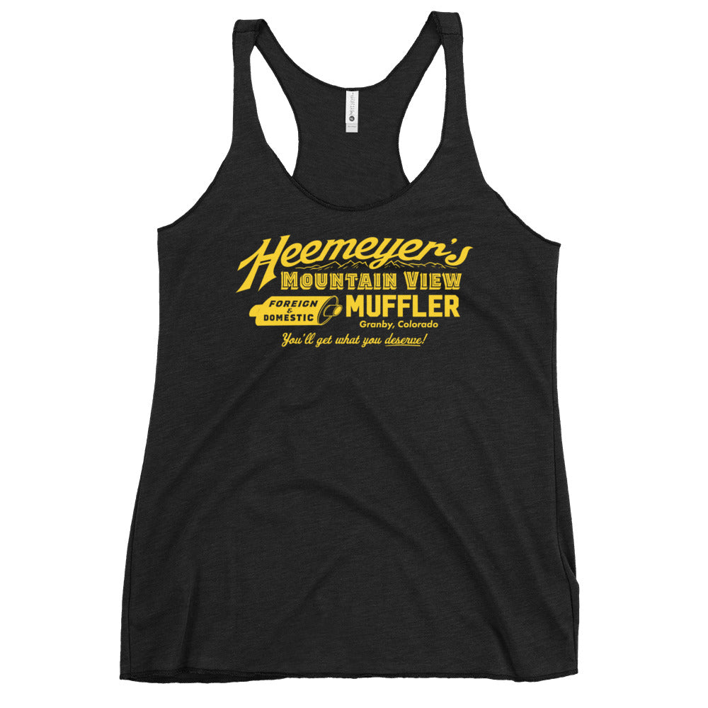 Heemeyer's Mountain View Muffler Women's Racerback Tank
