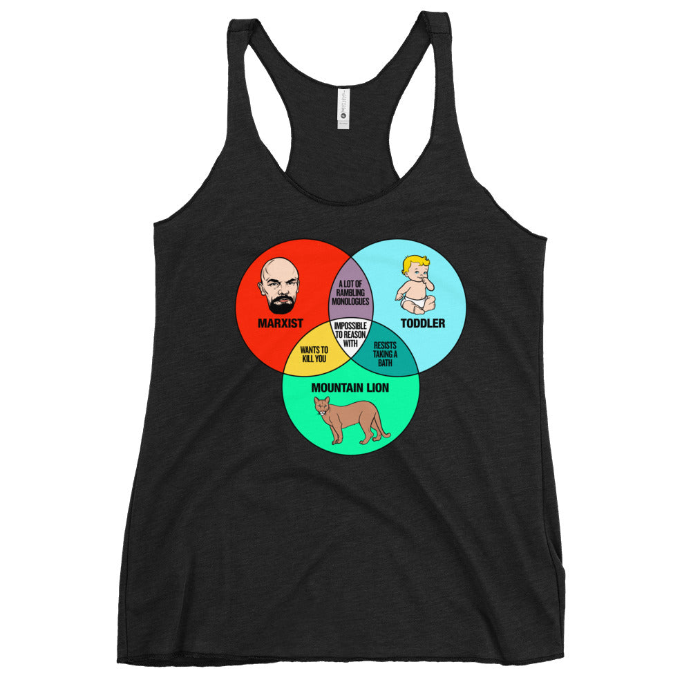 Marxist Toddler and Mountain Lion Venn Diagram Women&#39;s Racerback Tank