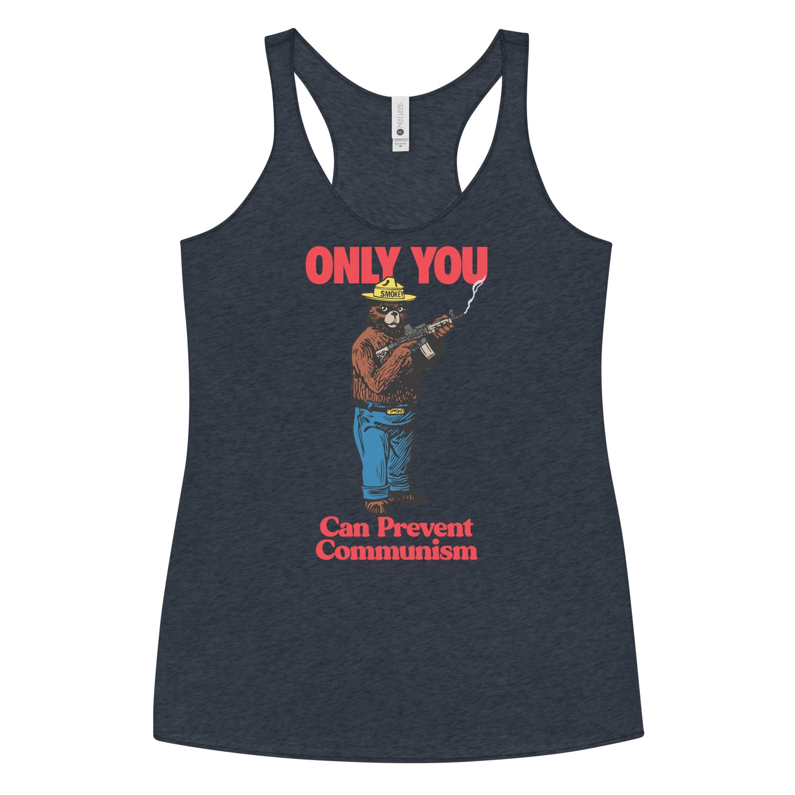 Smokey the Bear Only You Can Prevent Communism Women's Racerback Tank