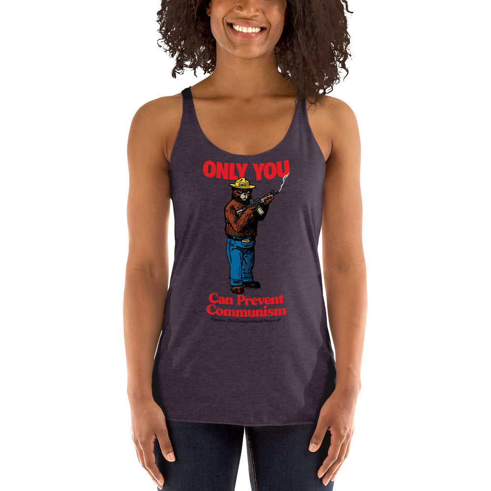 Smokey the Bear Only You Can Prevent Communism Women&#39;s Racerback Tank