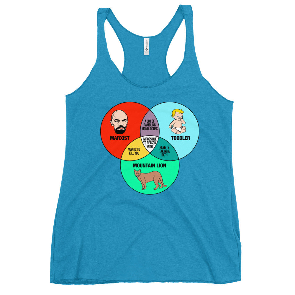 Marxist Toddler and Mountain Lion Venn Diagram Women&#39;s Racerback Tank